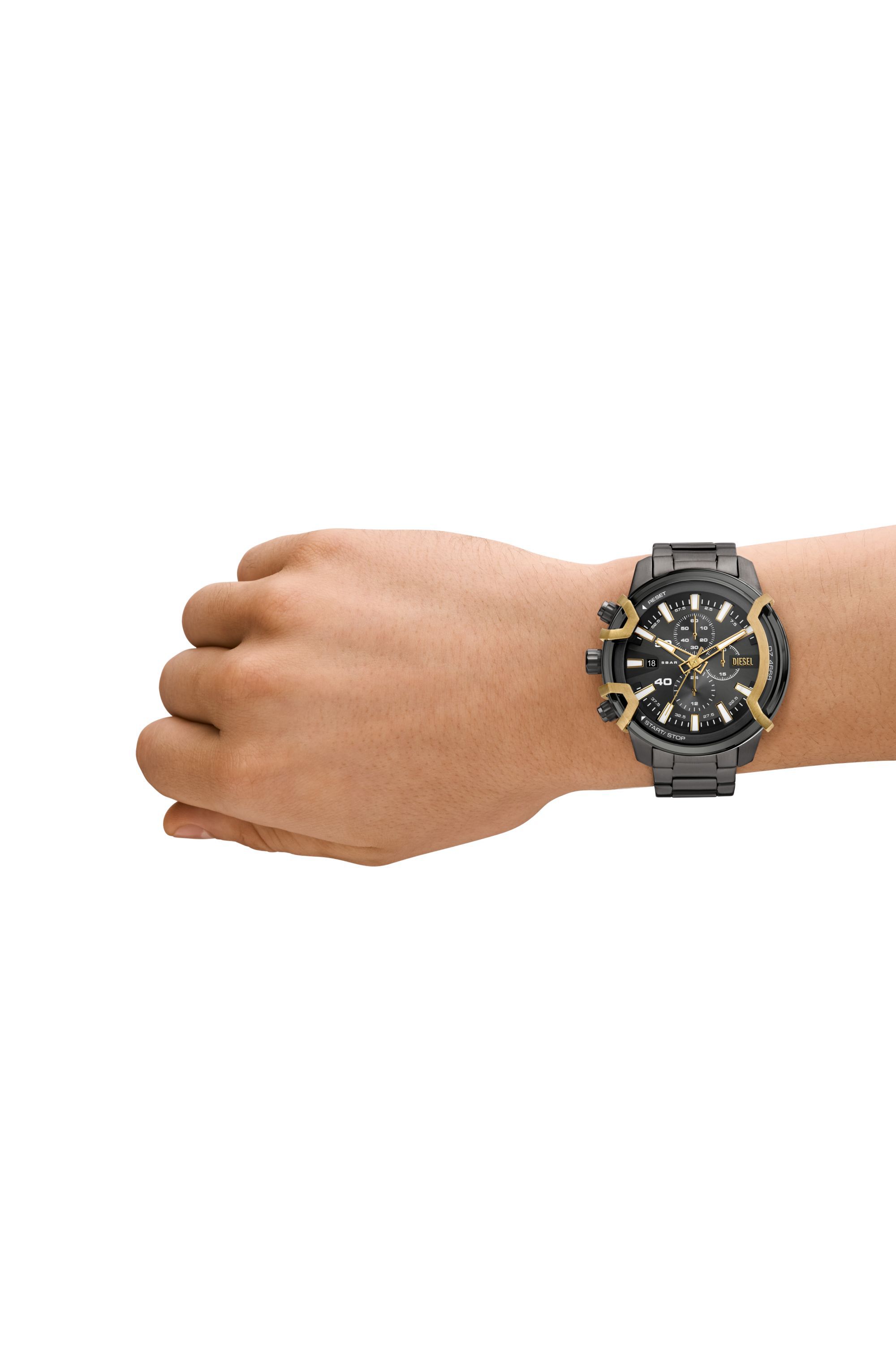 Diesel - DZ4668, Male's Griffed Two-Tone Stainless Steel Watch in Dark Grey - 4