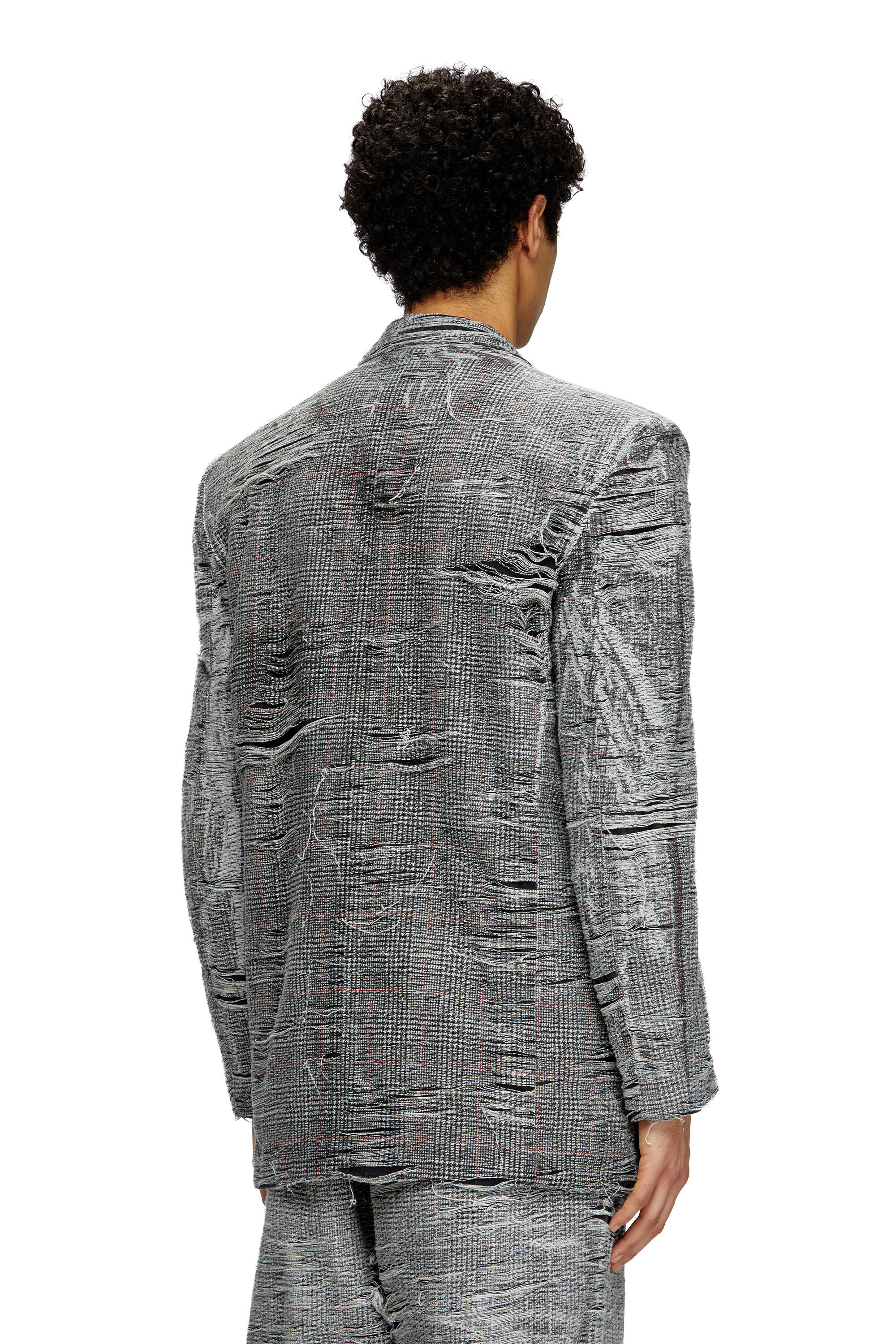 Diesel - D-PEKKA-FSG, Blazer en denim Prince-de-Galles à effet vieilli Homme in Gris - 5