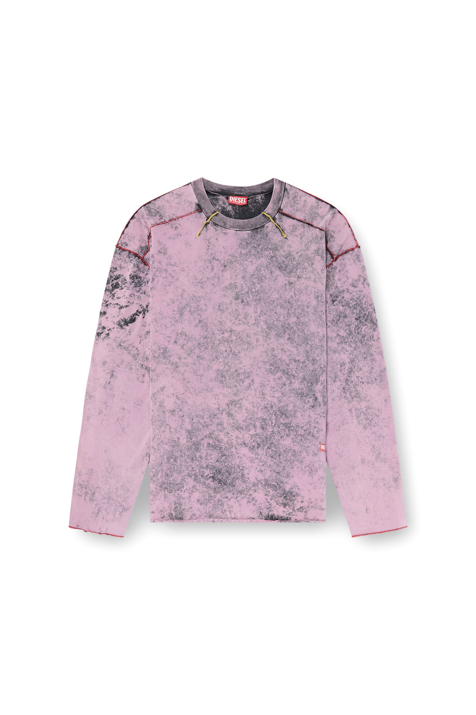 Diesel - T-CRAHOR-LS-R1, T-shirt à manches longues traité Homme in Rose - 2