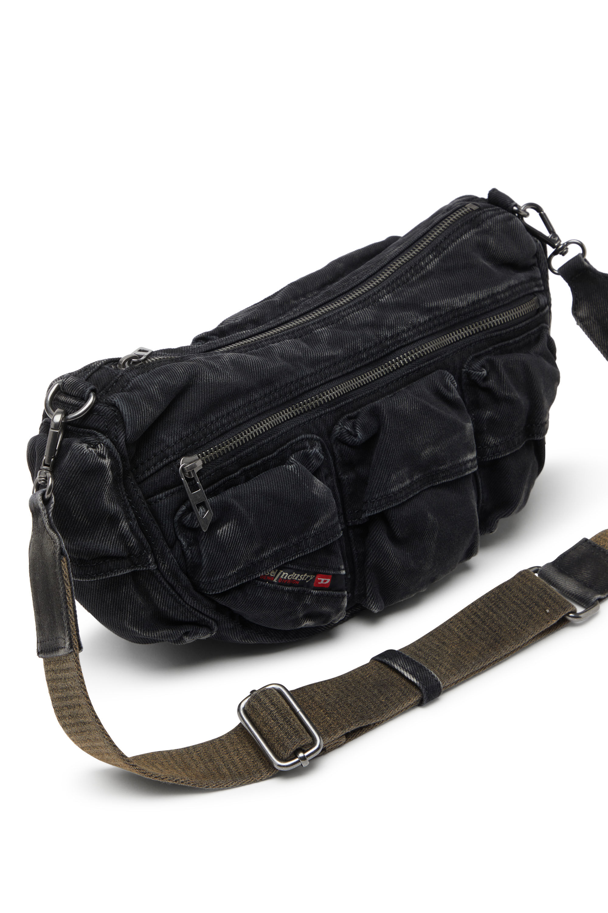 Diesel - MULTI-PKTS SHOULDER BAG X, Multi-Pkts-Sac multipoches en denim délavé Mixte in Noir - 2