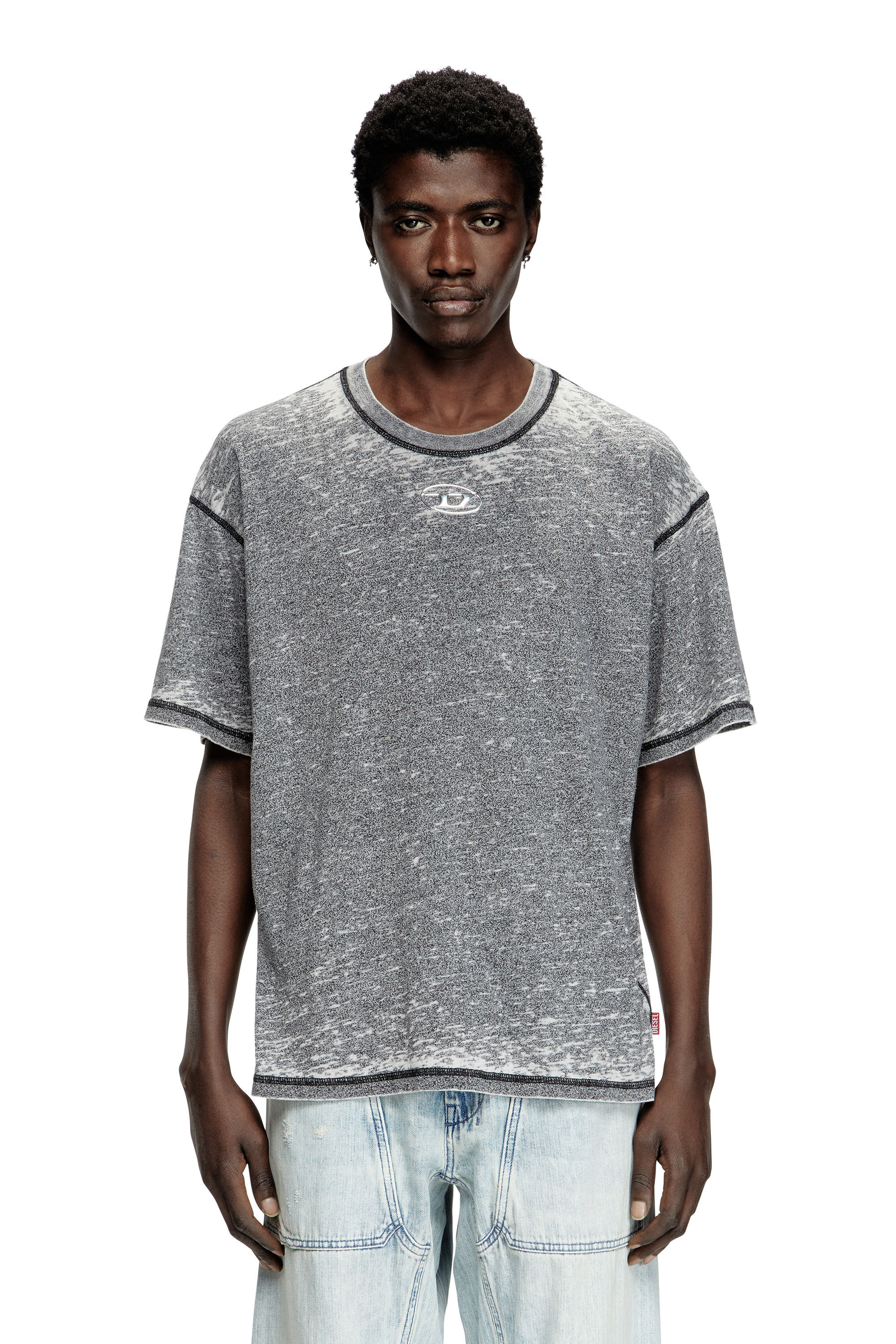 Diesel - T-BOXT-PAK, Male's Burnout T-shirt with metal-look logo in Grey - 3