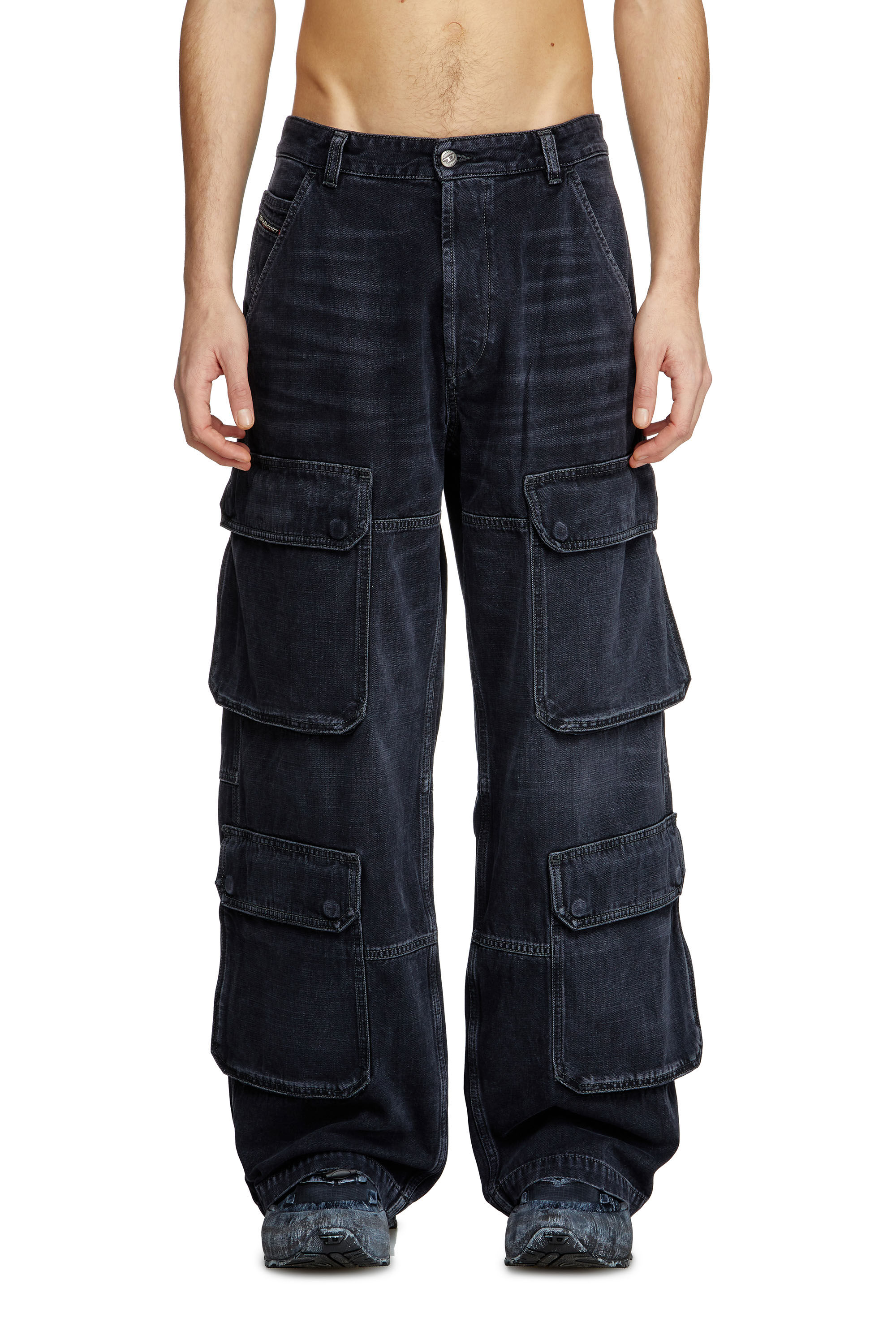 Diesel - Relaxed Jeans D-Touch 007Z9 Homme, Noir/Gris foncé - Image 3