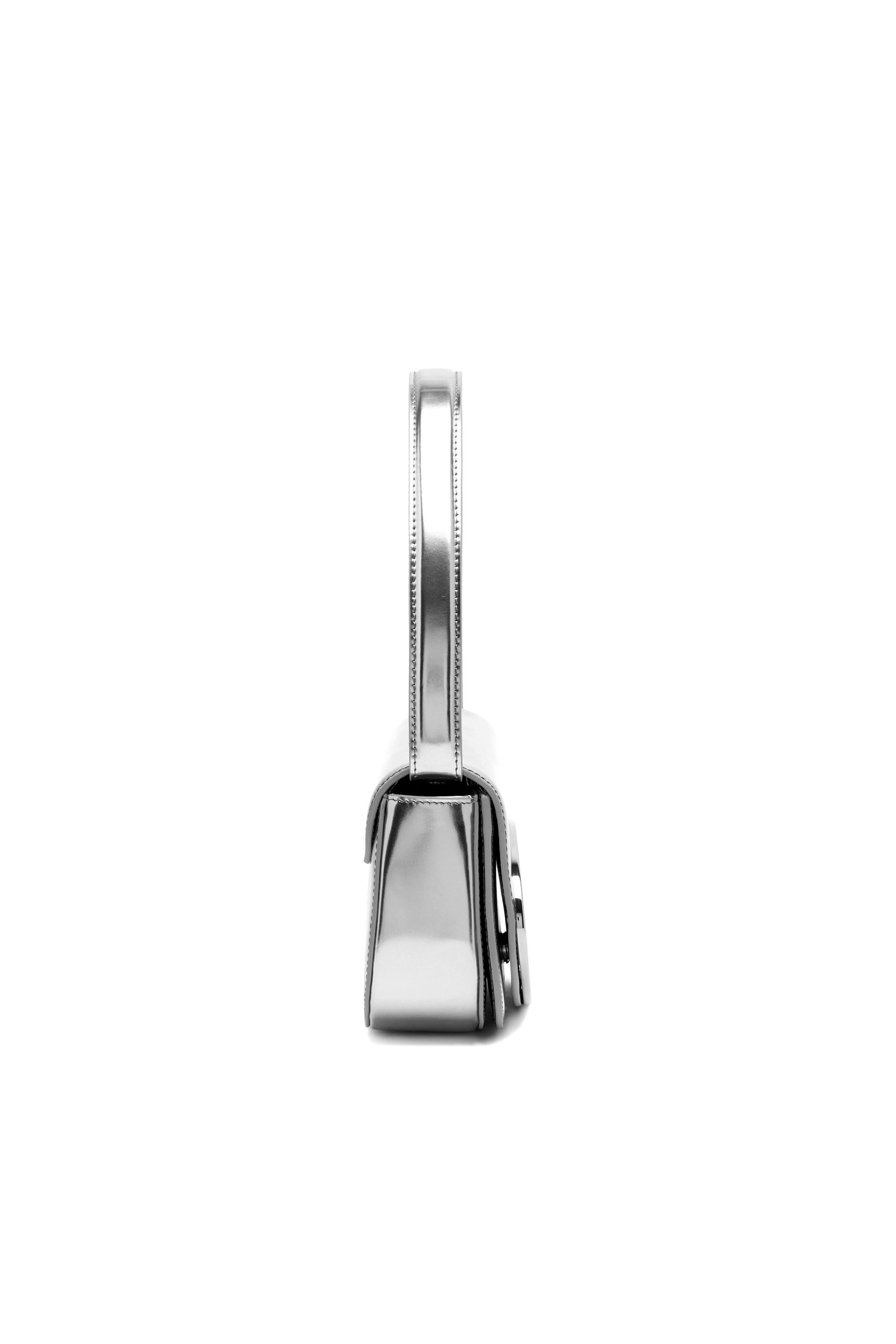 Diesel - 1DR, 1DR-Sac iconique à bandoulière en cuir effet miroir Femme in Gris argenté - 4