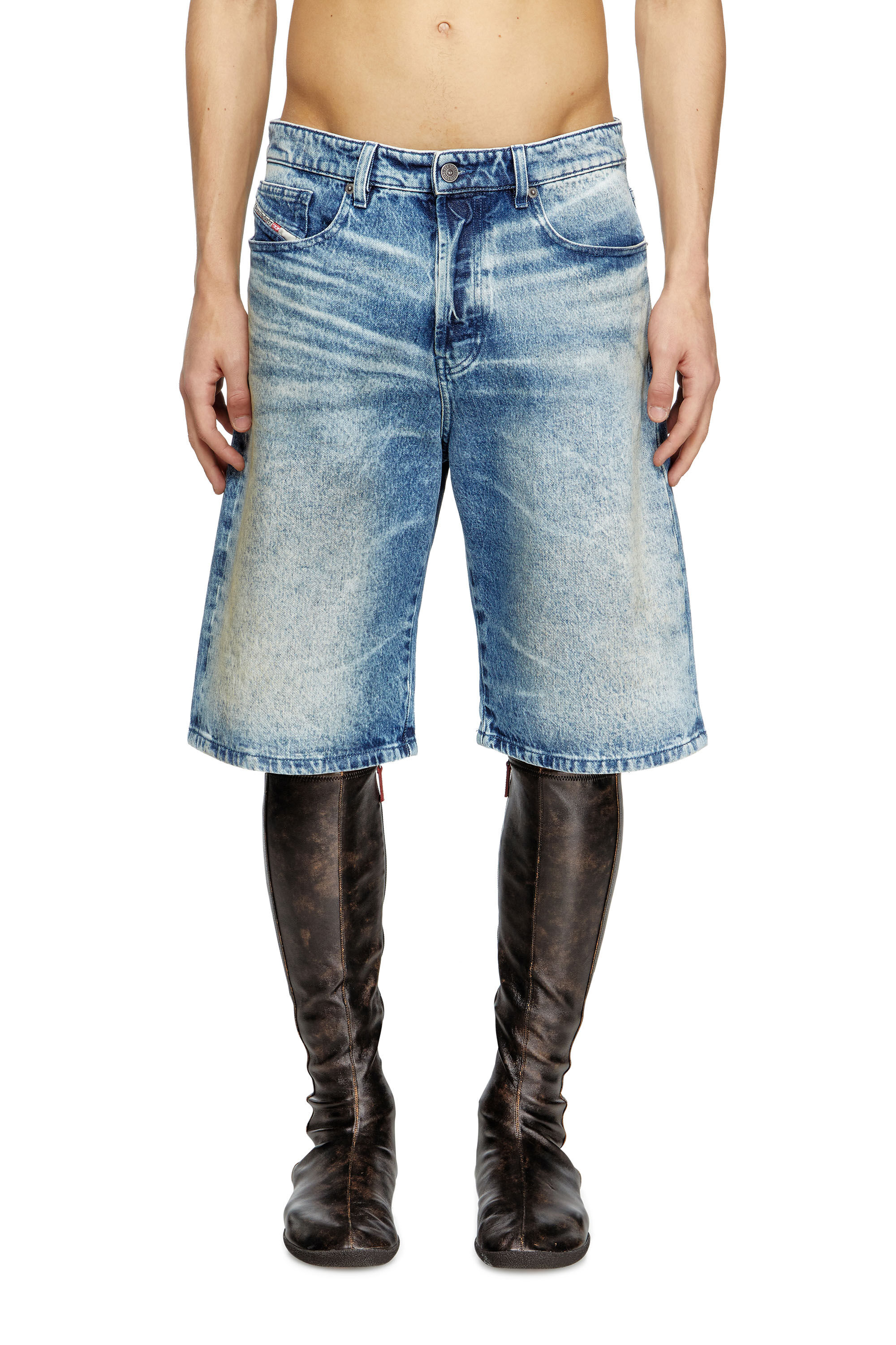 Diesel - D-RIXFORD-S, Short en denim avec imprimé paroles Homme in Bleu - 3