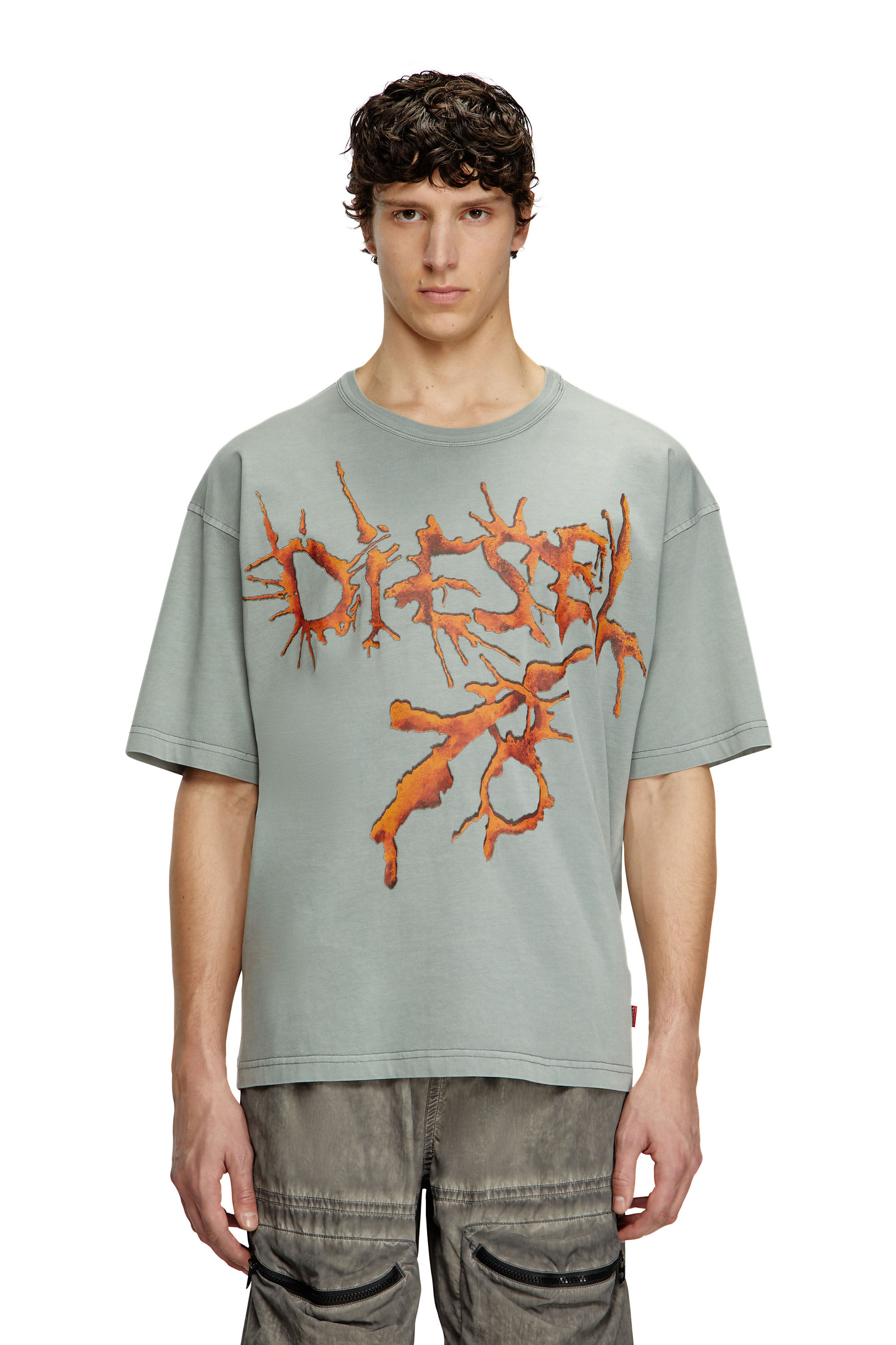 Diesel - T-BOXT-R28, Male's T-shirt with tattoo graphics in Grey - 3