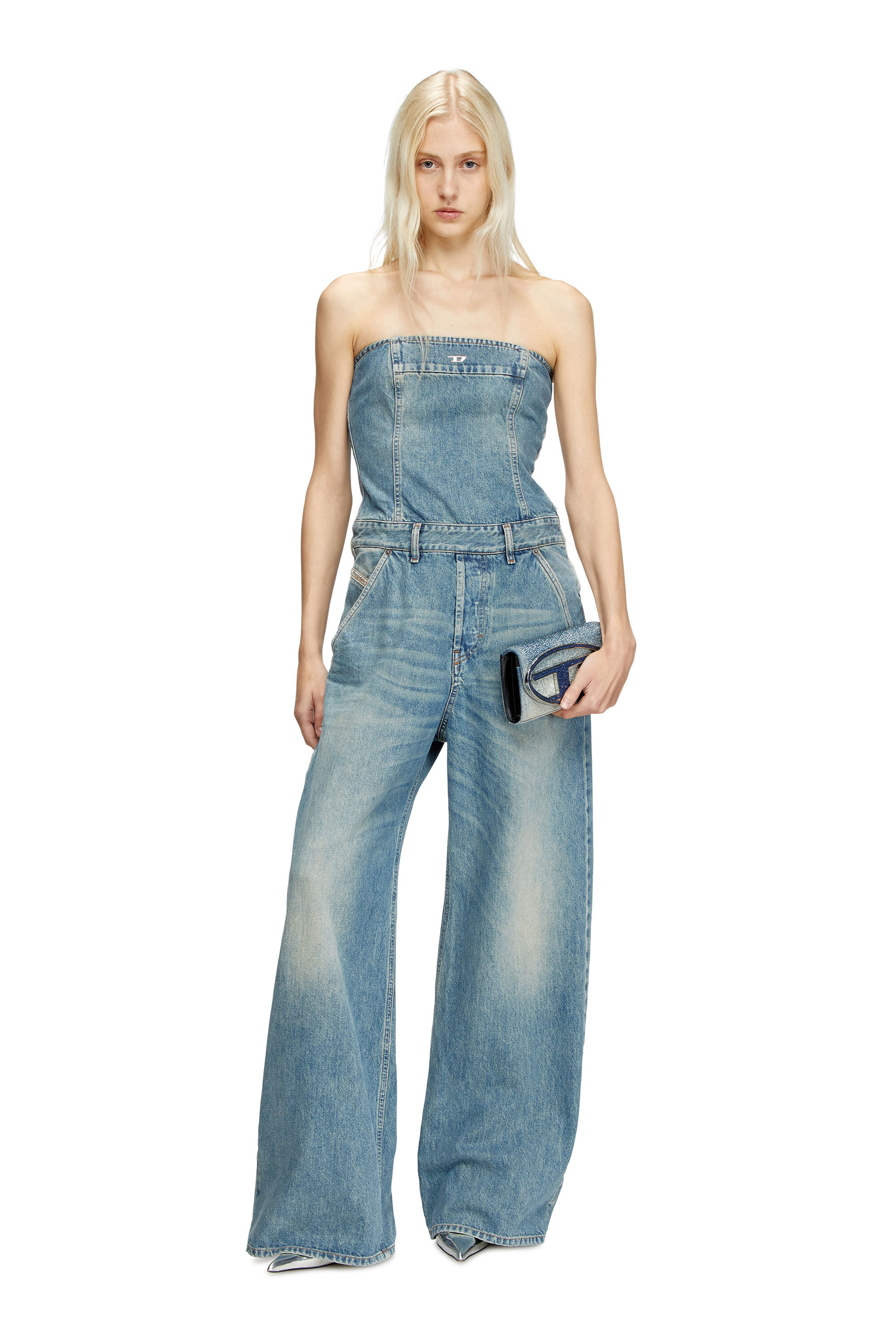 Diesel - DE-BRIDE, Female's Denim strapless jumpsuit in Light Blue - 3