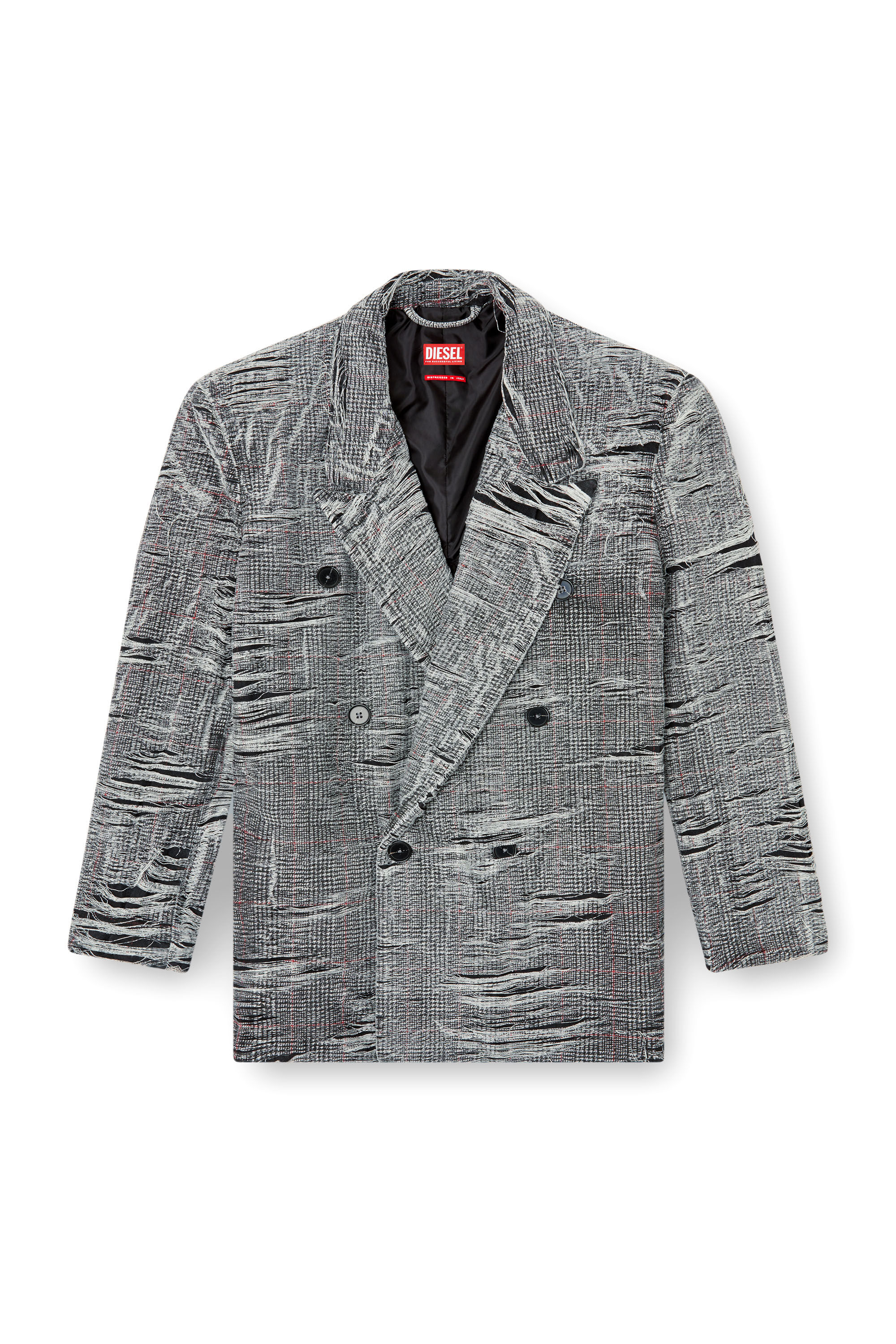 Diesel - D-PEKKA-FSG, Blazer en denim Prince-de-Galles à effet vieilli Homme in Gris - 2