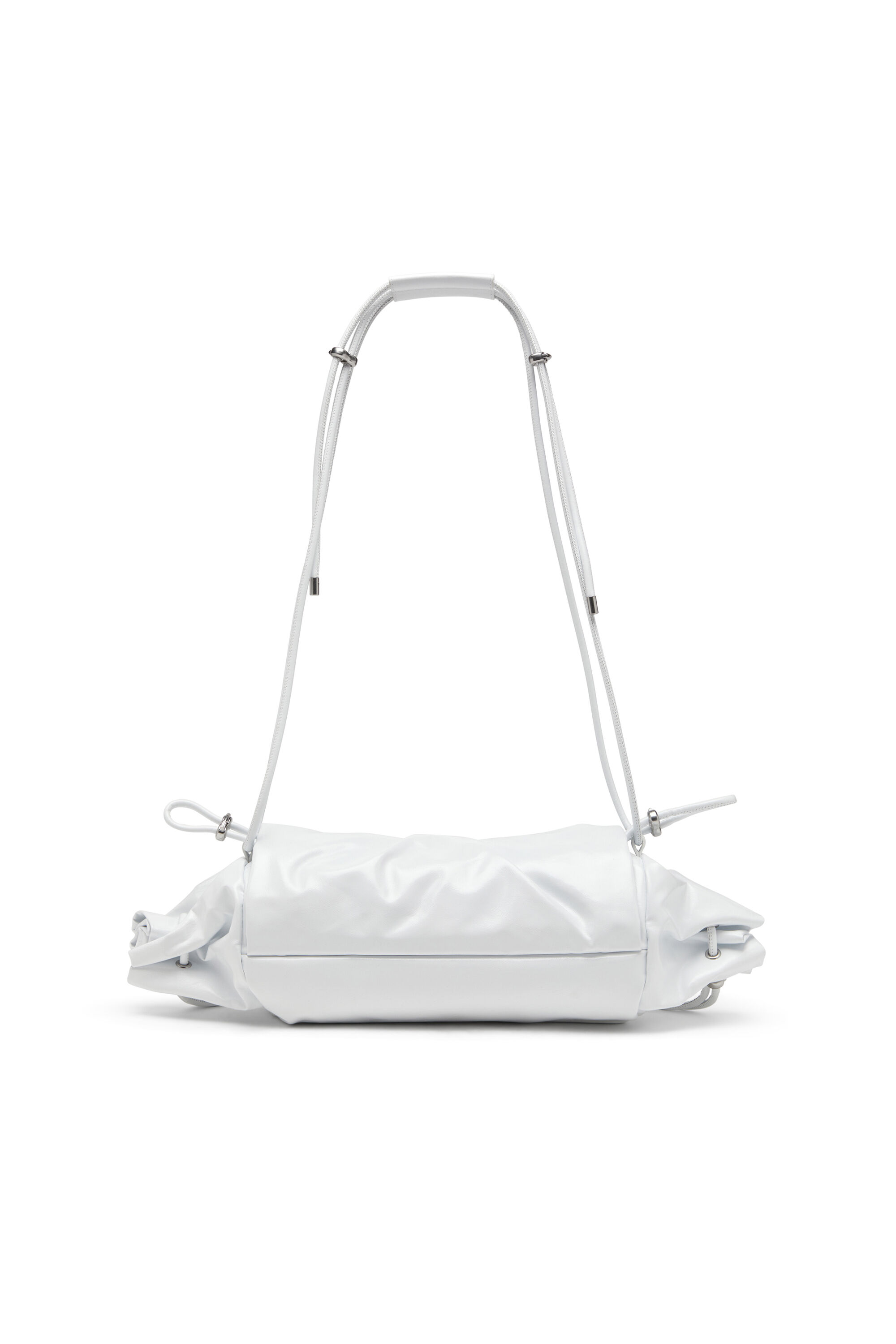 Diesel - SCRUNCH-D SHOULDER M, Scrunch-D M-Sac à bandoulière en cuir brillant Femme in Blanc - 3