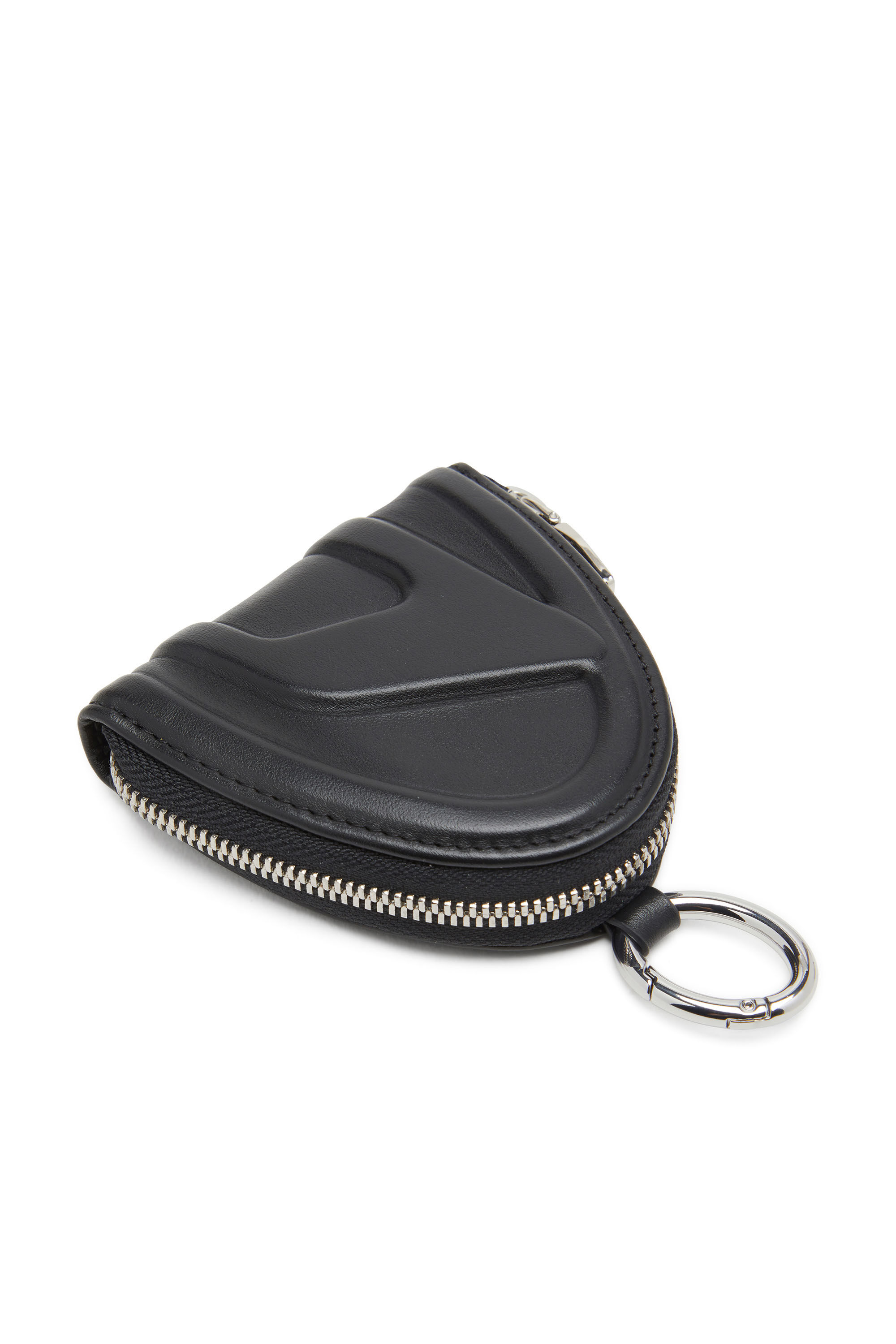 Diesel - 1DR-FOLD COIN PURSE ZIP, Female's Leather coin purse with embossed logo in Black - 4