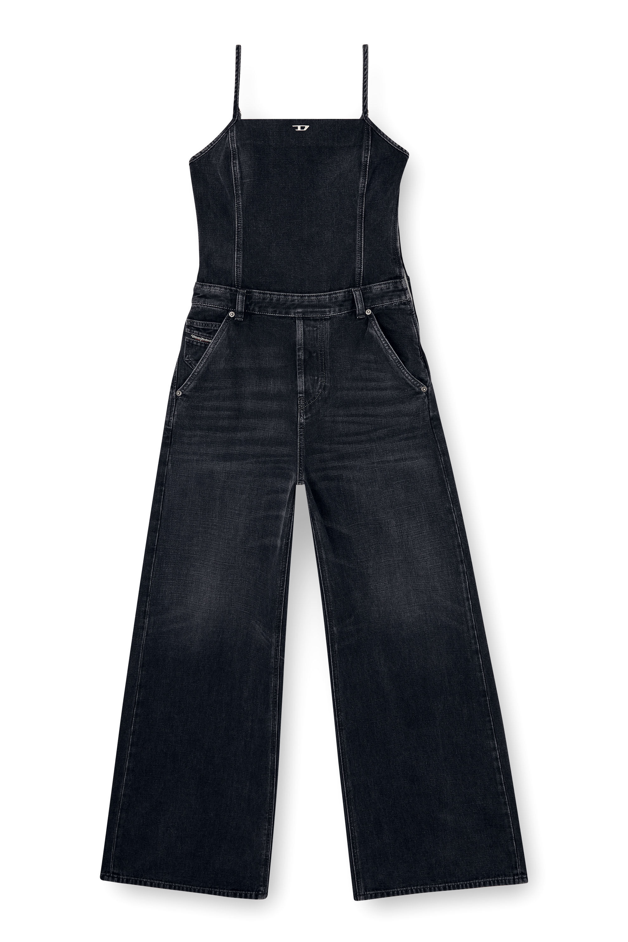 Diesel - DE-VORS, Combinaison à bretelles en denim tissé batavia Femme in Noir - 2