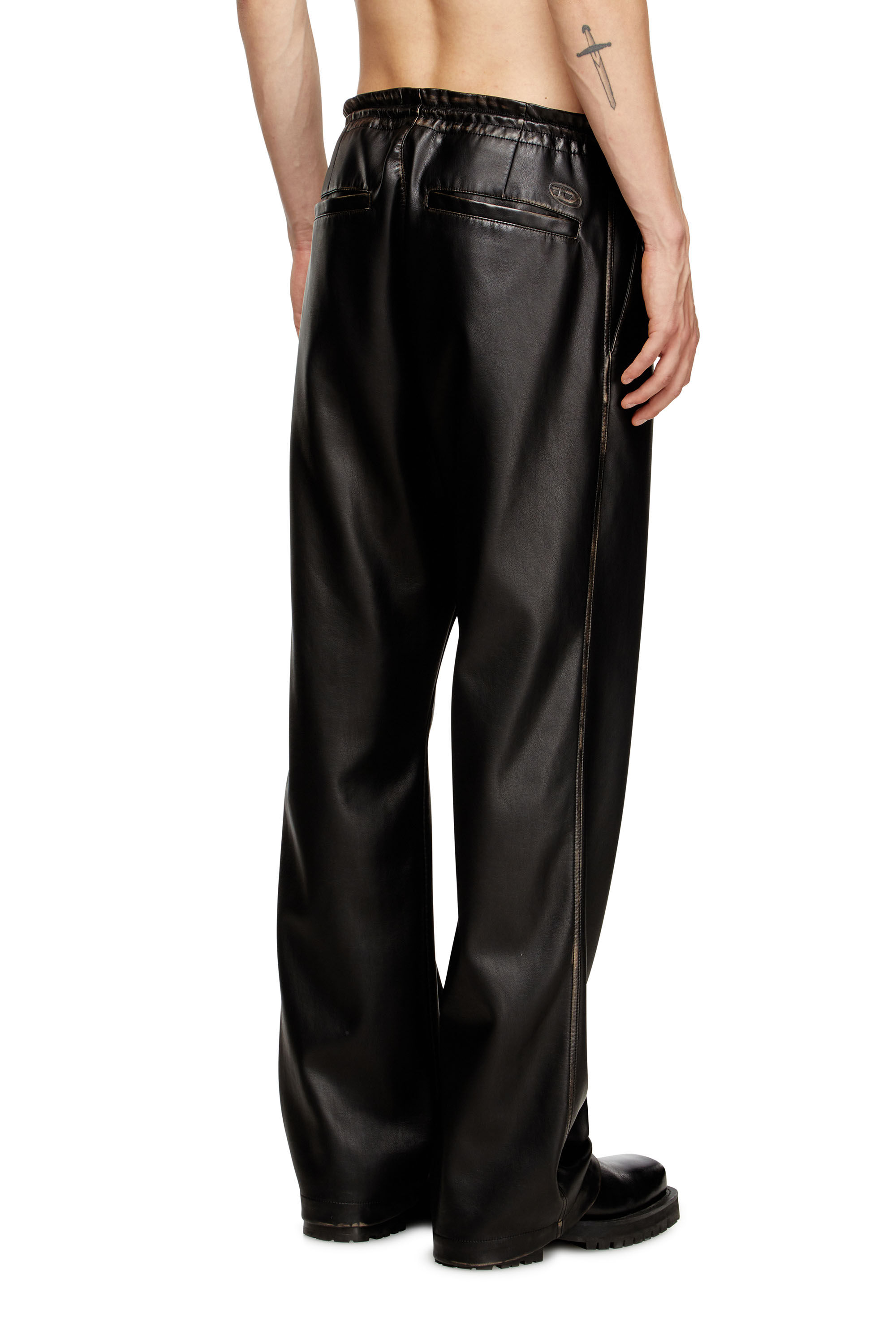 Diesel - P-RIVERS, Male's Pants in treated technical fabric in Black - 4