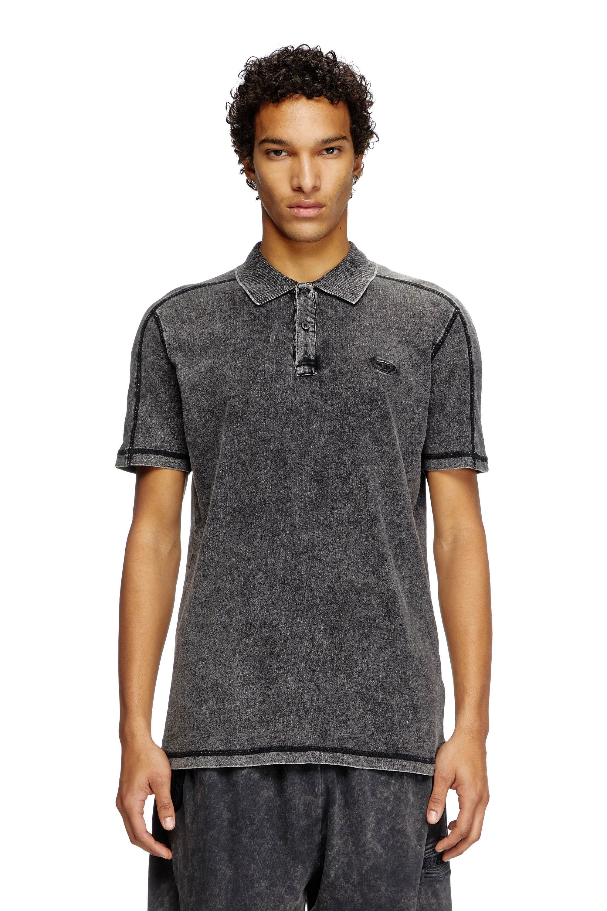 Diesel - T-SWIND-R1, Male's Denim-look polo shirt in Black - 3