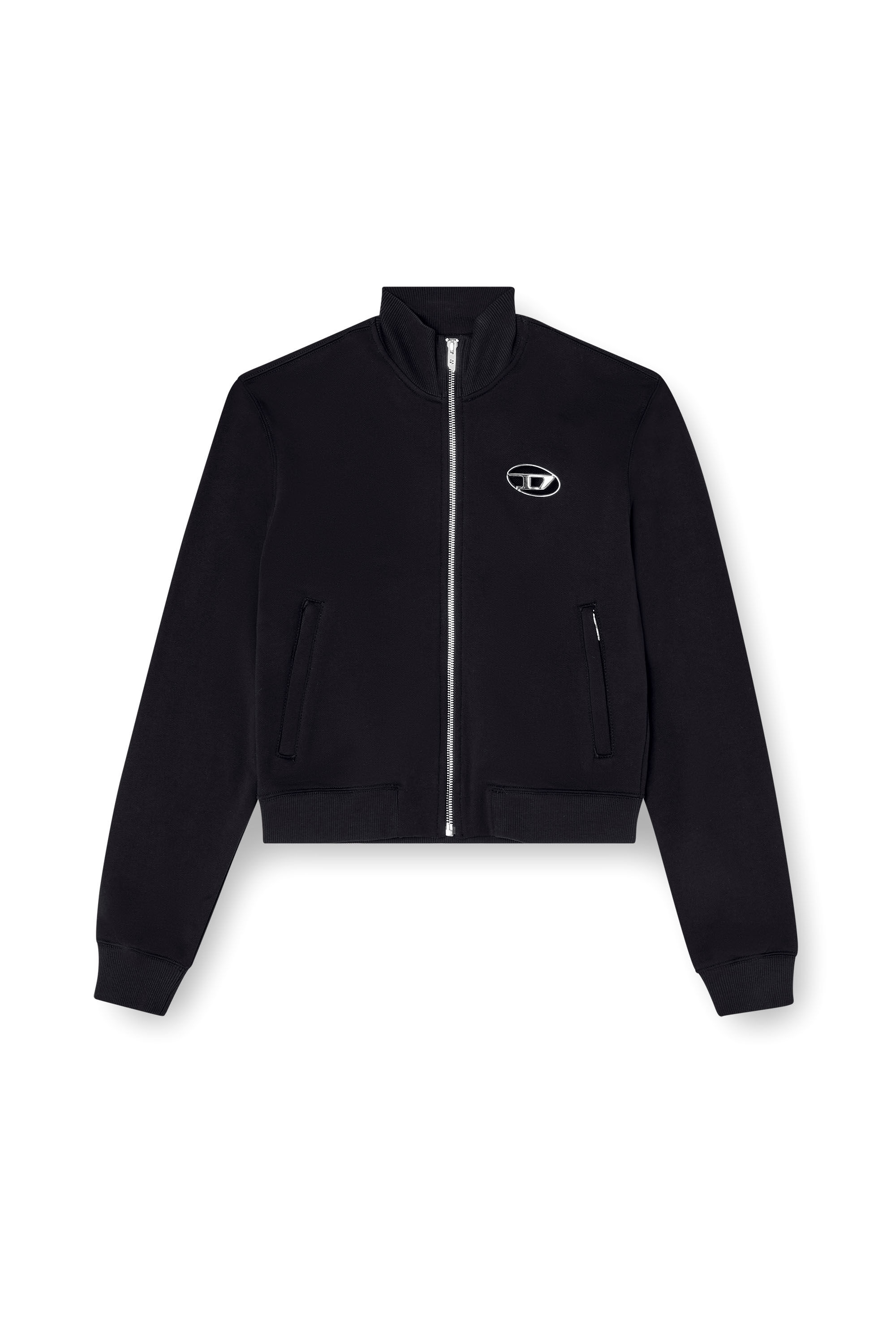Diesel - F-FLACIN, Female's Zip-up sweatshirt with cut-out logo in Black - 2