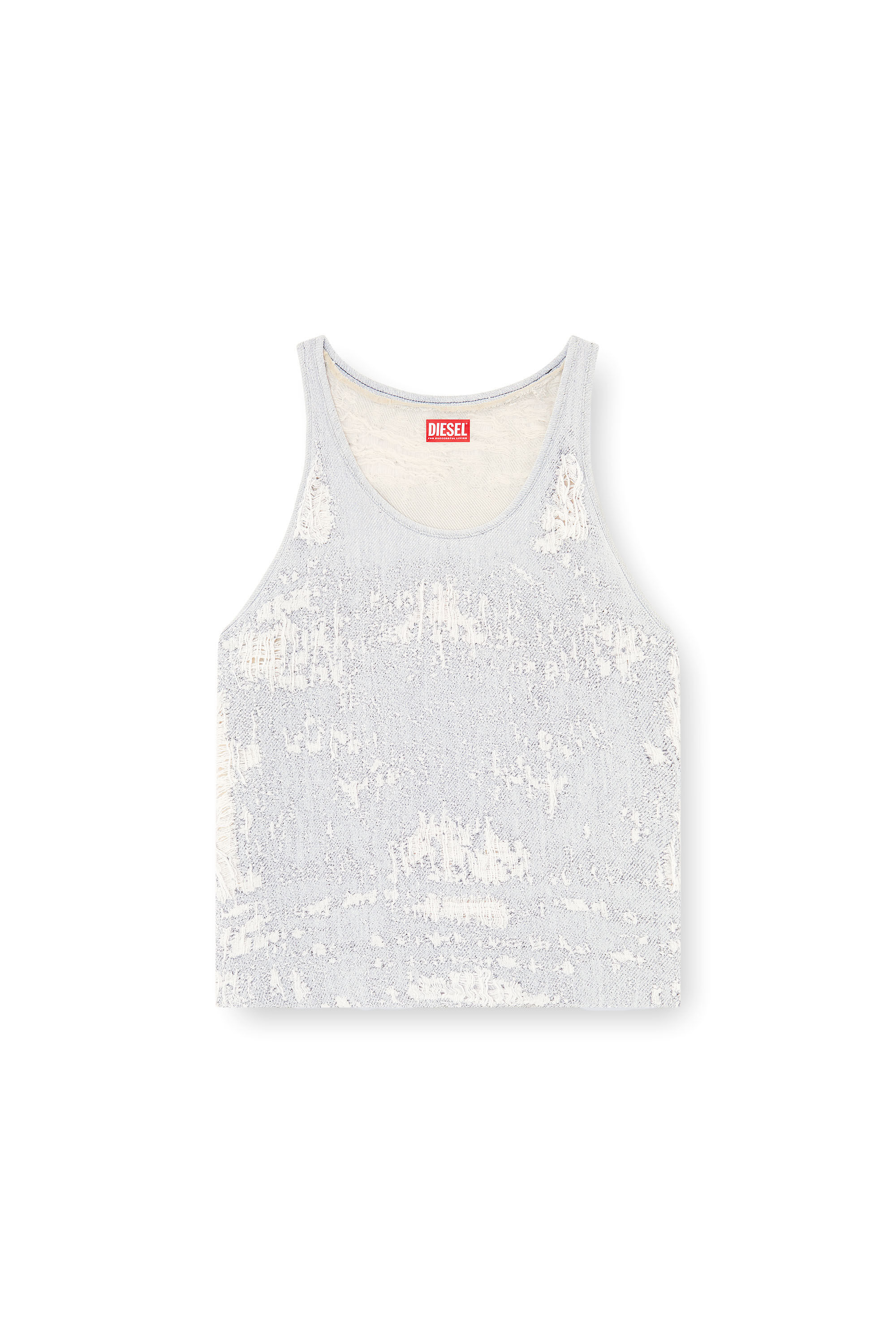 Diesel - DE-DALBY-FSG, Top en denim jacquard ultra-destroyed Femme in Bleu - 2