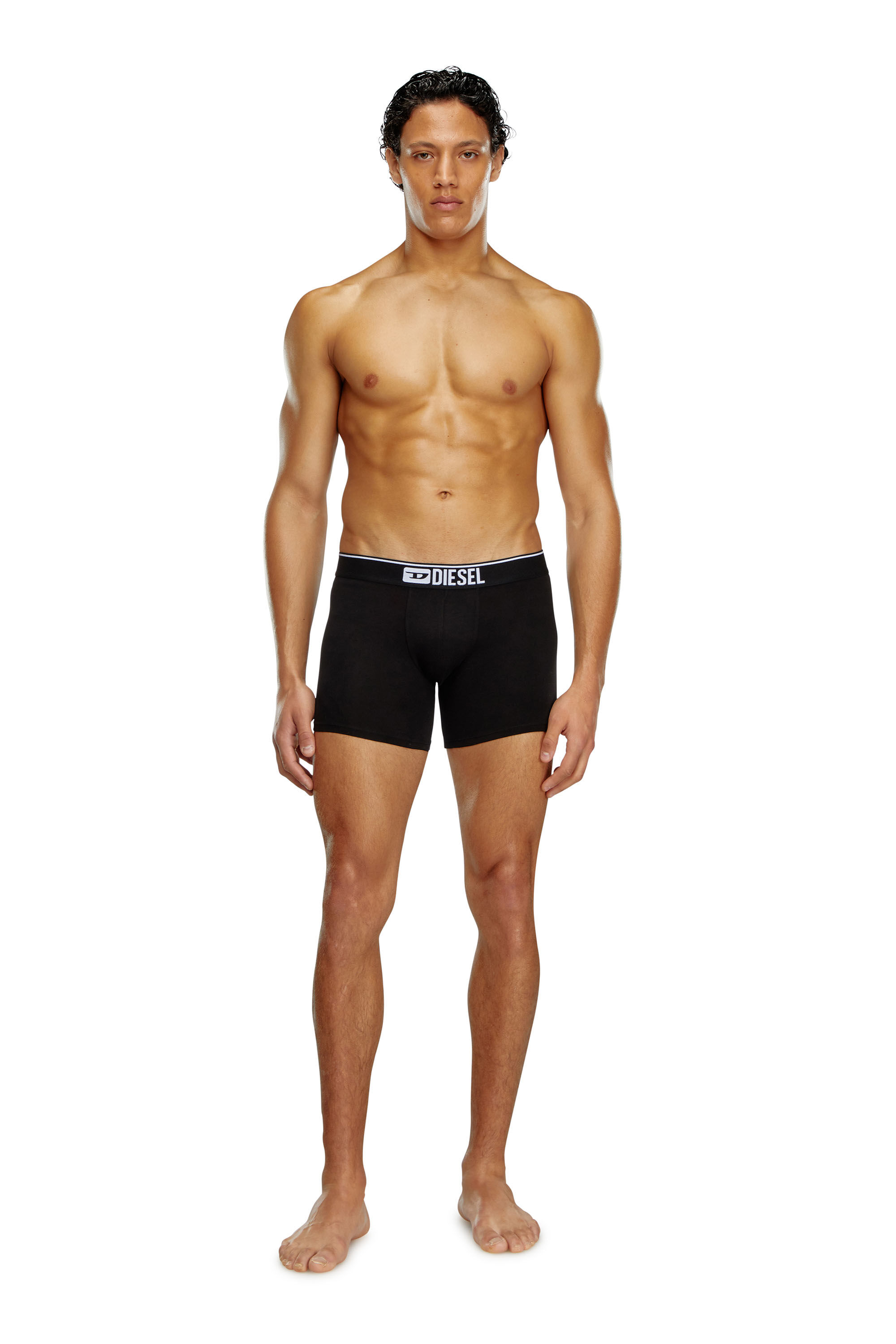 Diesel - UMBX-SEBASTIANTHREEPAC, Male's Three-pack of plain long boxer briefs in Black/Grey - 1