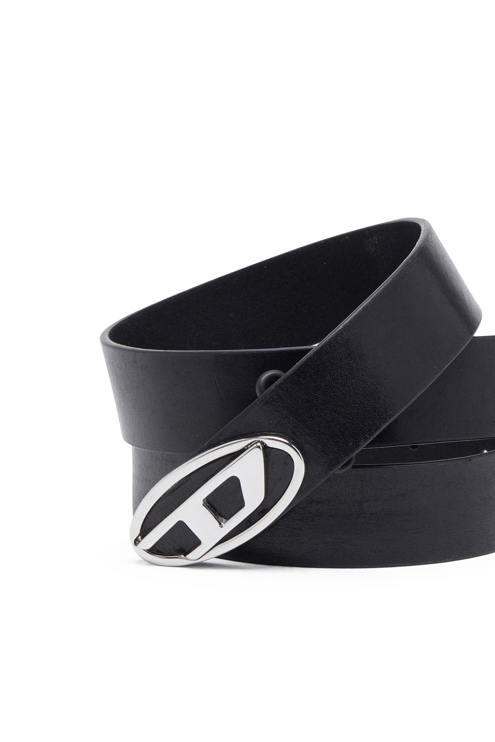 Diesel - B-1DR-LAYER, Male's Leather belt with Oval D logo in Black - 3