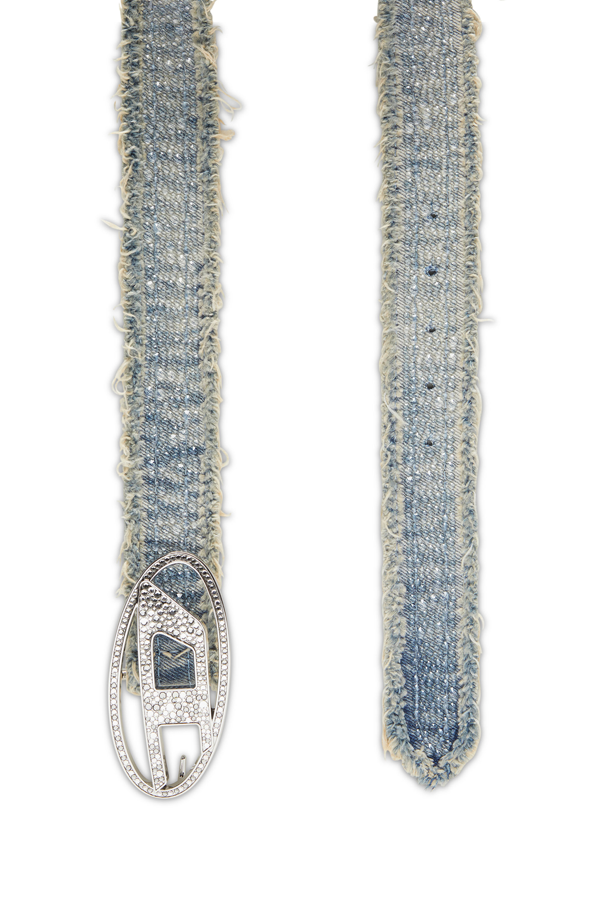 Diesel - B-1DR STRASS, Female's Leather-backed denim belt with crystals in Blue - 2