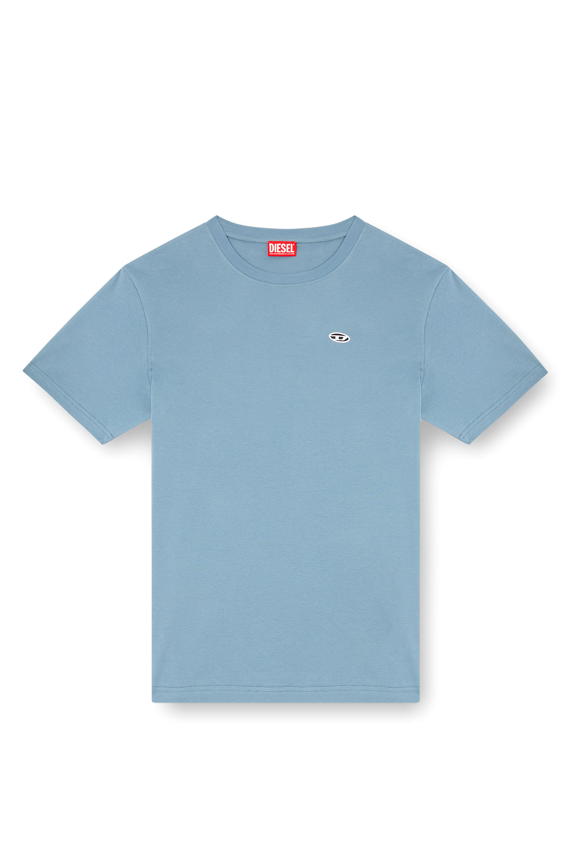 Diesel - T-ADJUST-DOVAL-PJ, Male's T-shirt with Oval D patch in Light Blue - 3