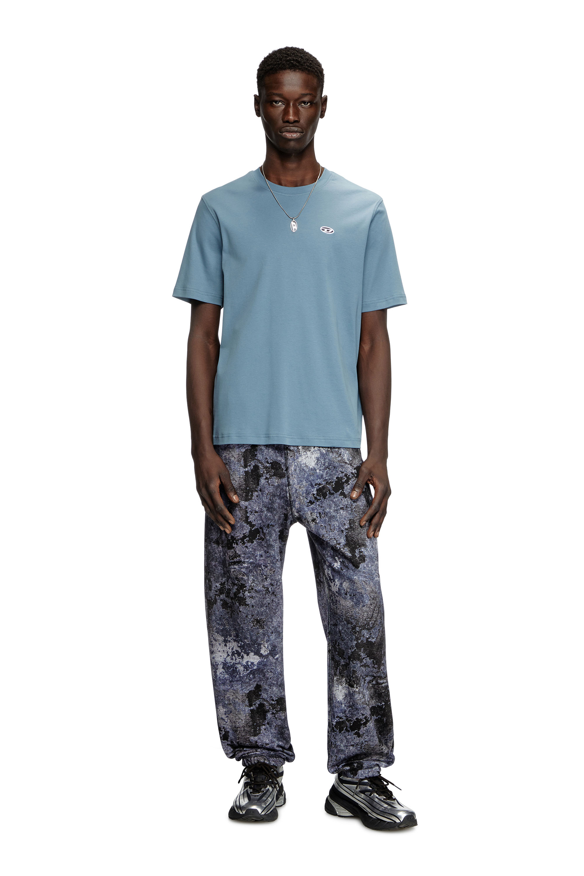 Diesel - T-ADJUST-DOVAL-PJ, Male's T-shirt with Oval D patch in Light Blue - 2