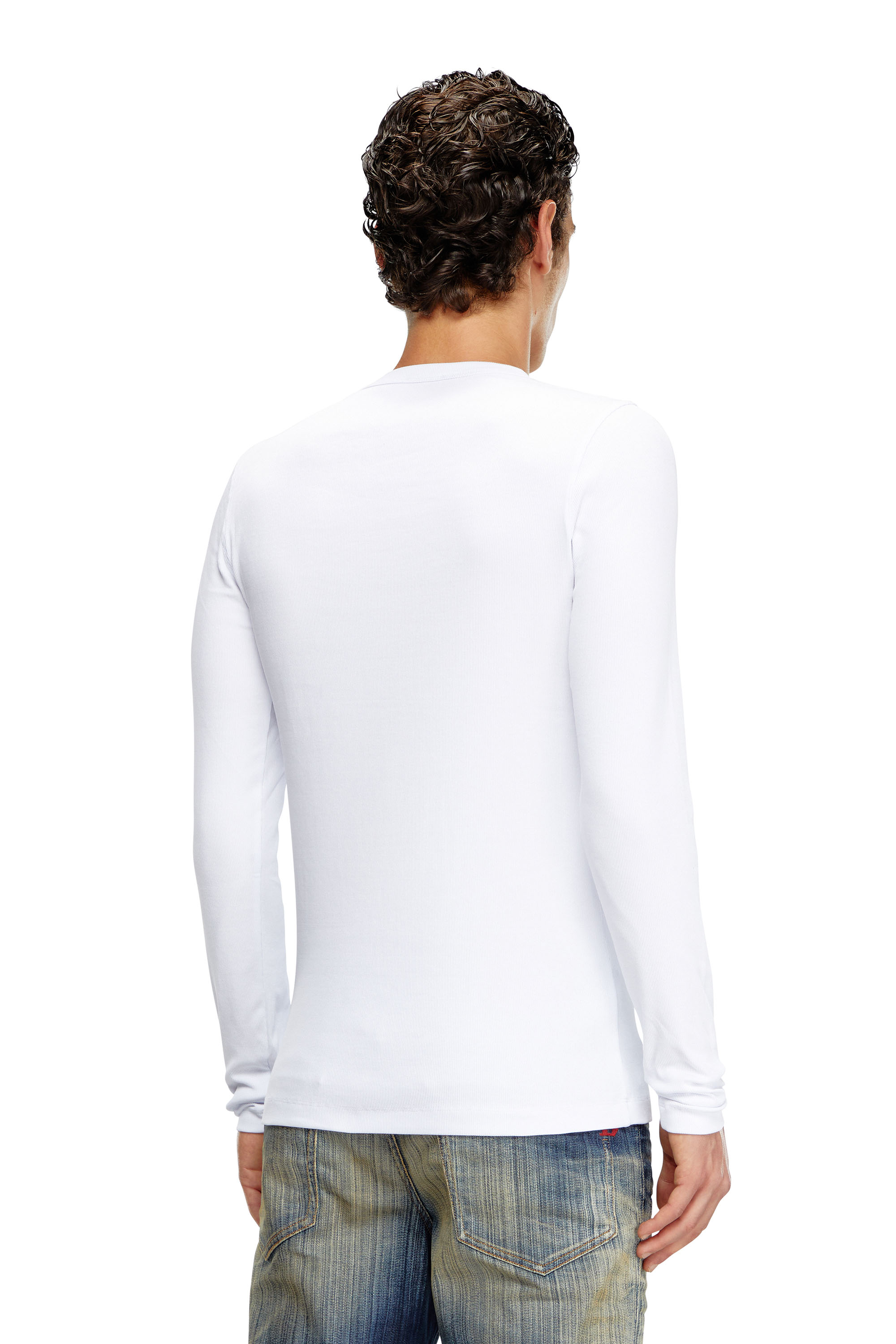 Diesel - D-RIBBER-LS-N, Male's Long-sleeve T-shirt with D patch in White - 4