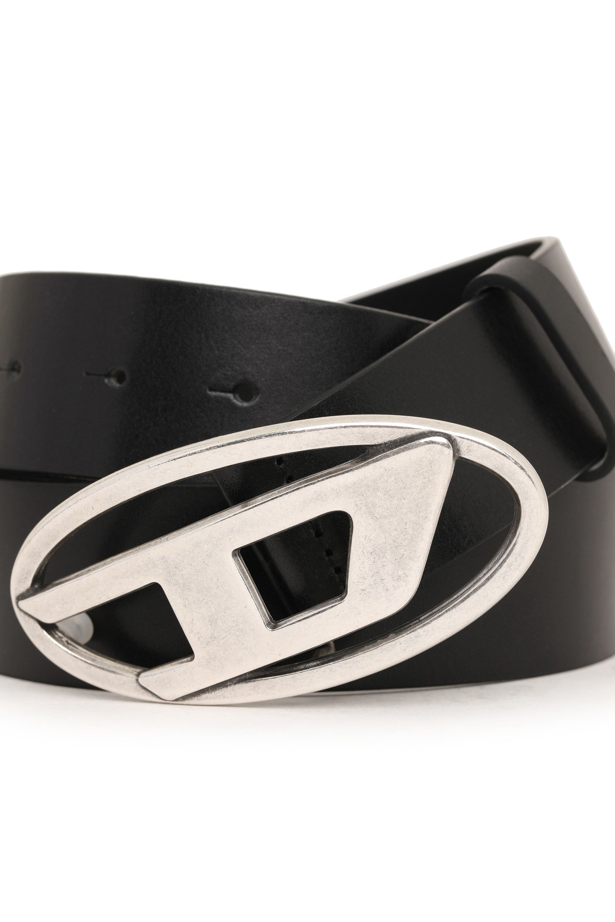 Diesel - B-1DR, Male's Leather belt with D buckle in Black - 3