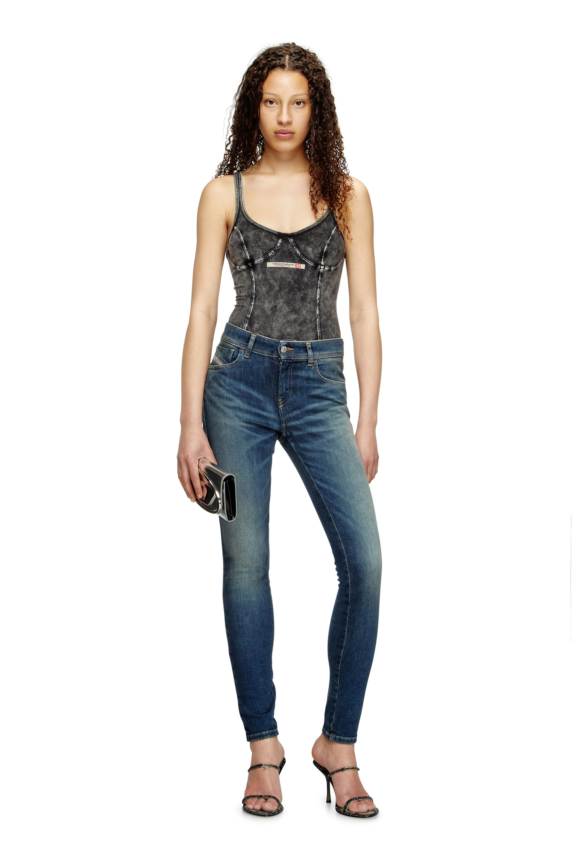 Diesel - Skinny Jeans 2017 Slandy 09L95 Femme, Bleu moyen - Image 2