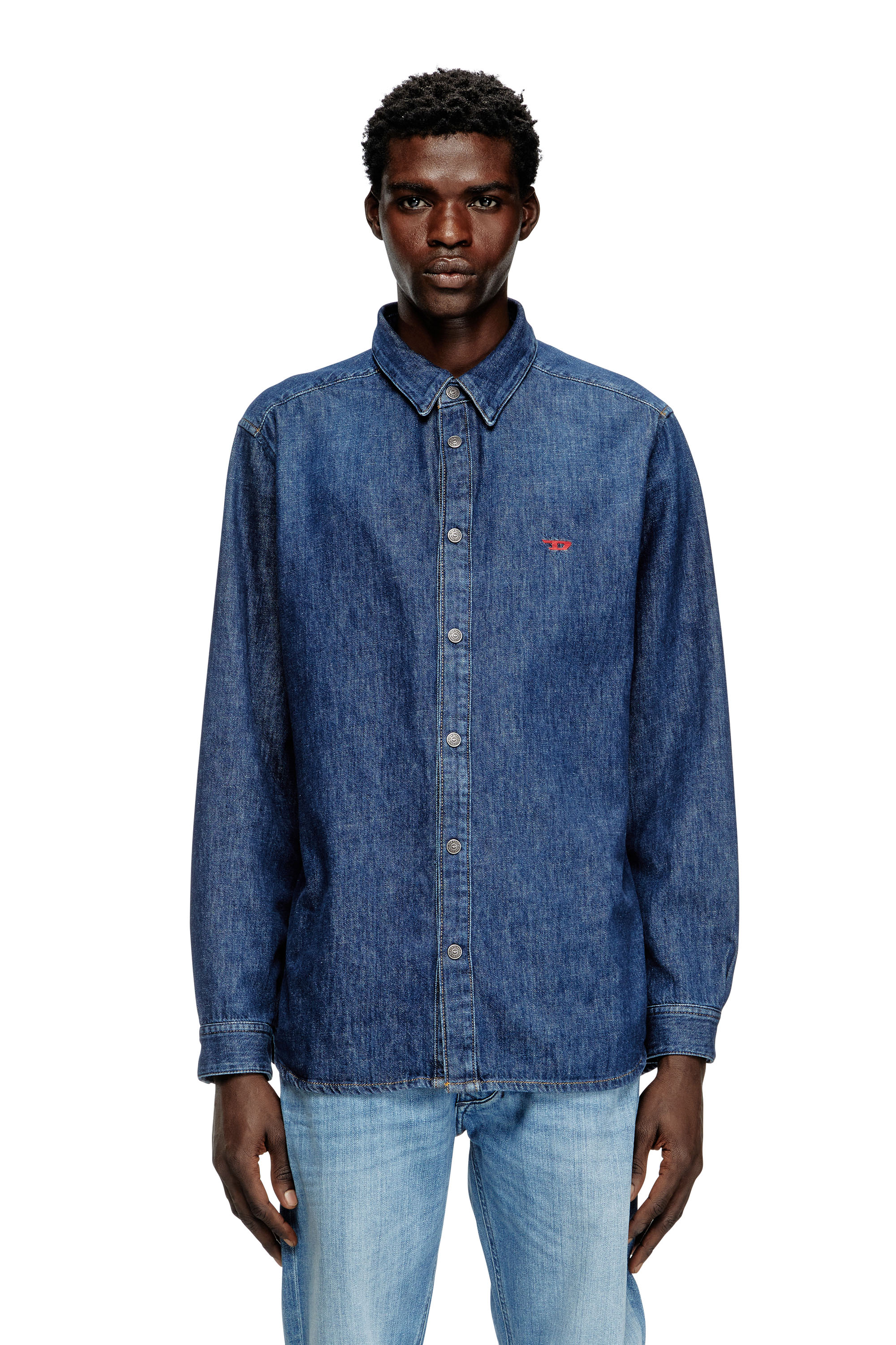 Diesel - D-SIMPLY, Male's Shirt in denim in Dark Blue - 1