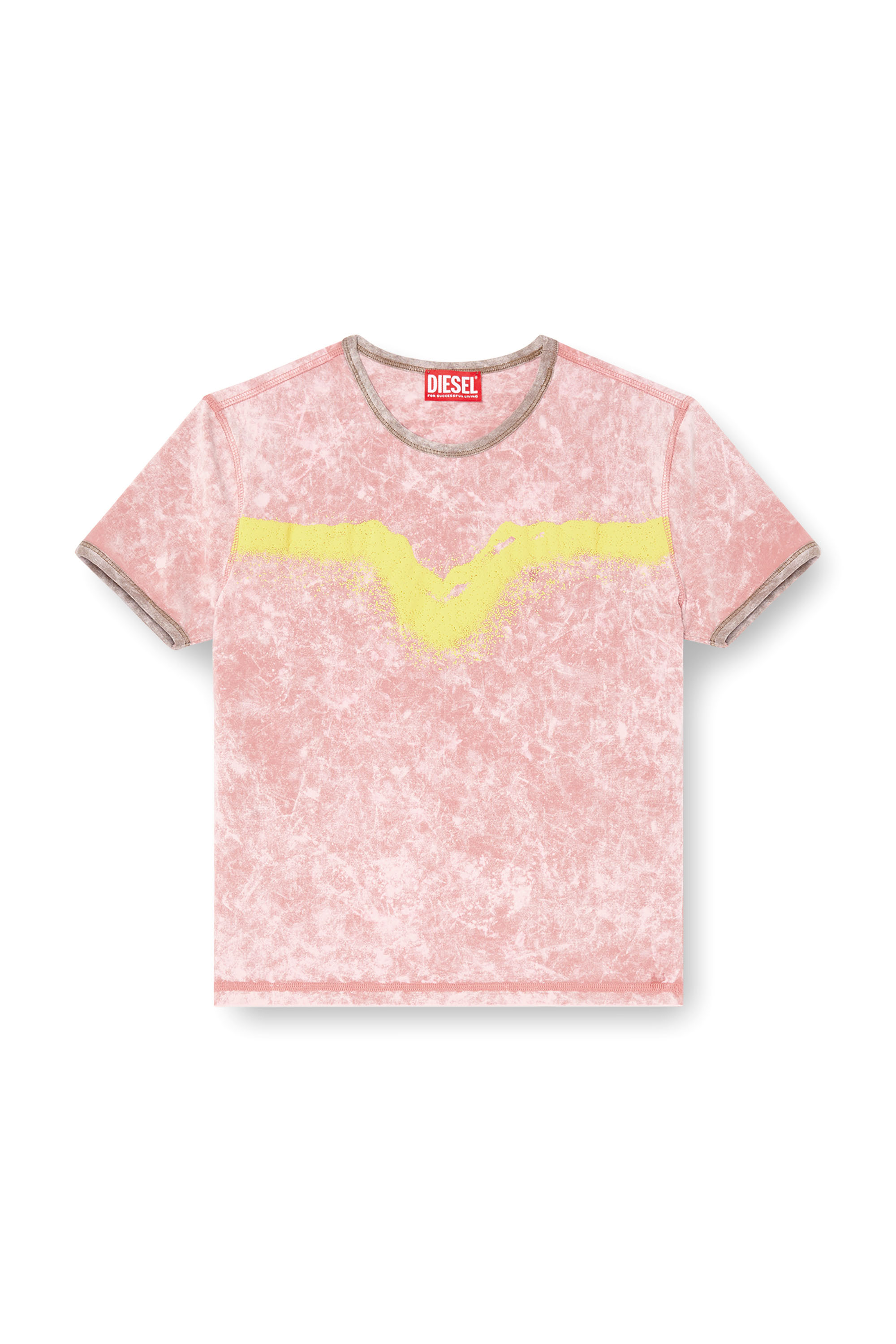 Diesel - T-UNCUTIE-LONG-Q3, Female's Slim fit T-shirt with Oval D puff print in Pink - 4