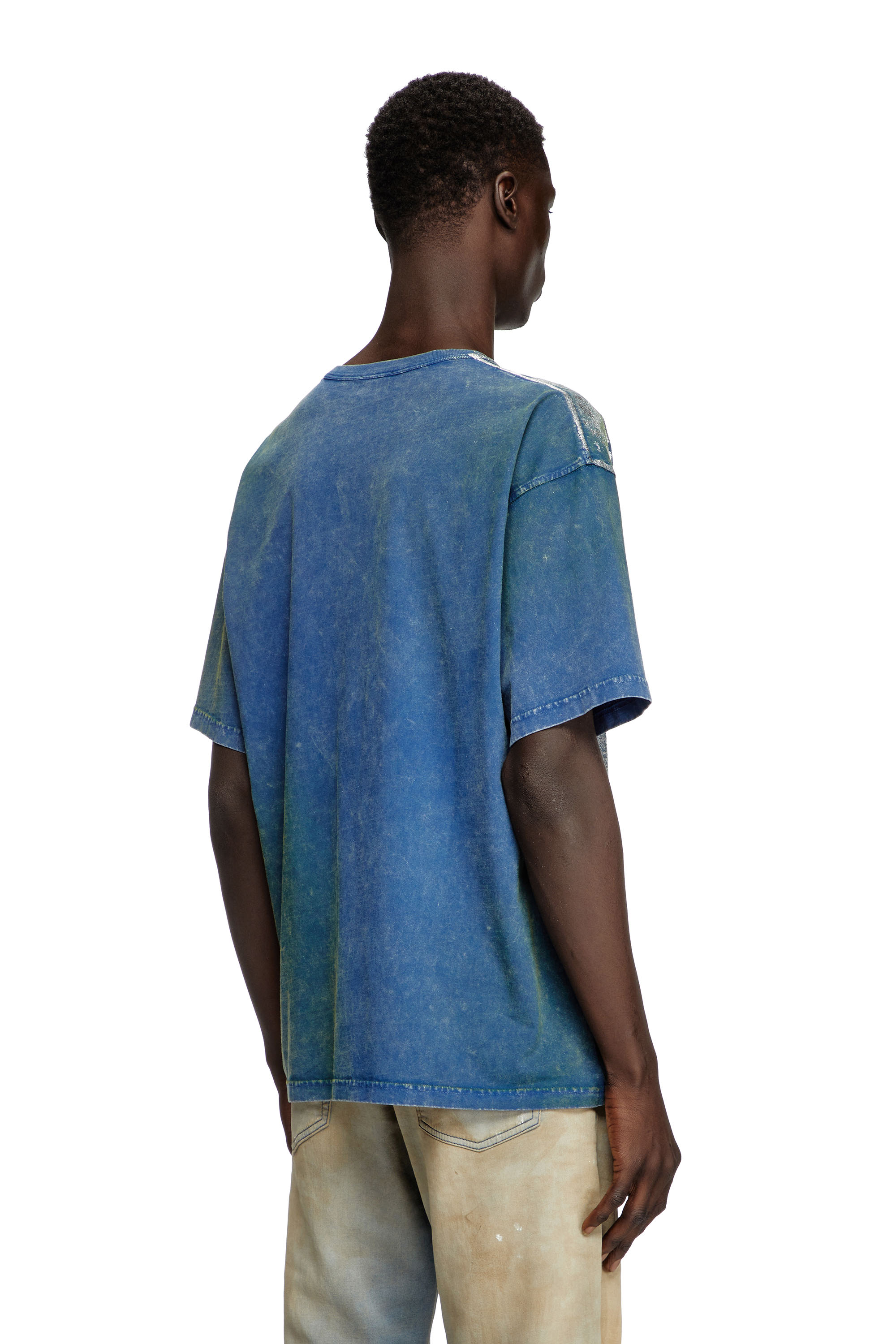 Diesel - T-BOXT-R2, Male's Logo T-shirt with metallic effects in Blue - 4