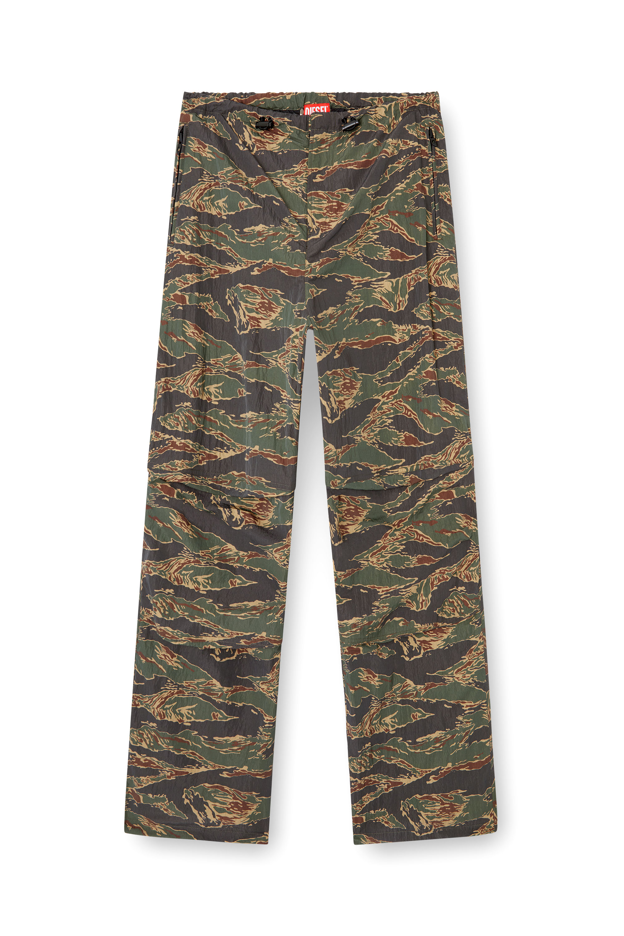 Diesel - P-ANIC, Pantalon cargo en nylon à imprimé camouflage Homme in Vert - 4