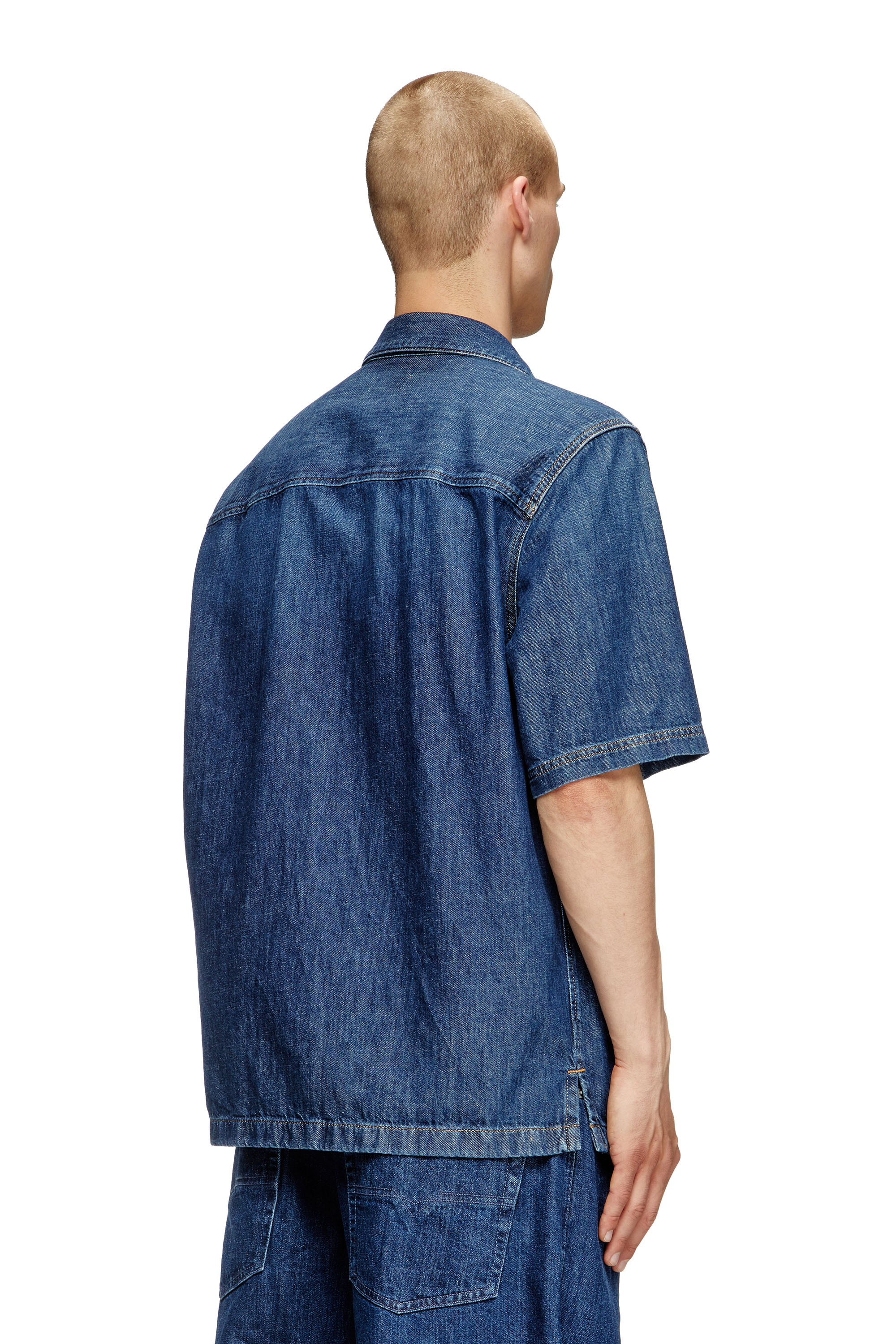 Diesel - D-PAROSHORT, Chemise bowling en denim Homme in Bleu - 3
