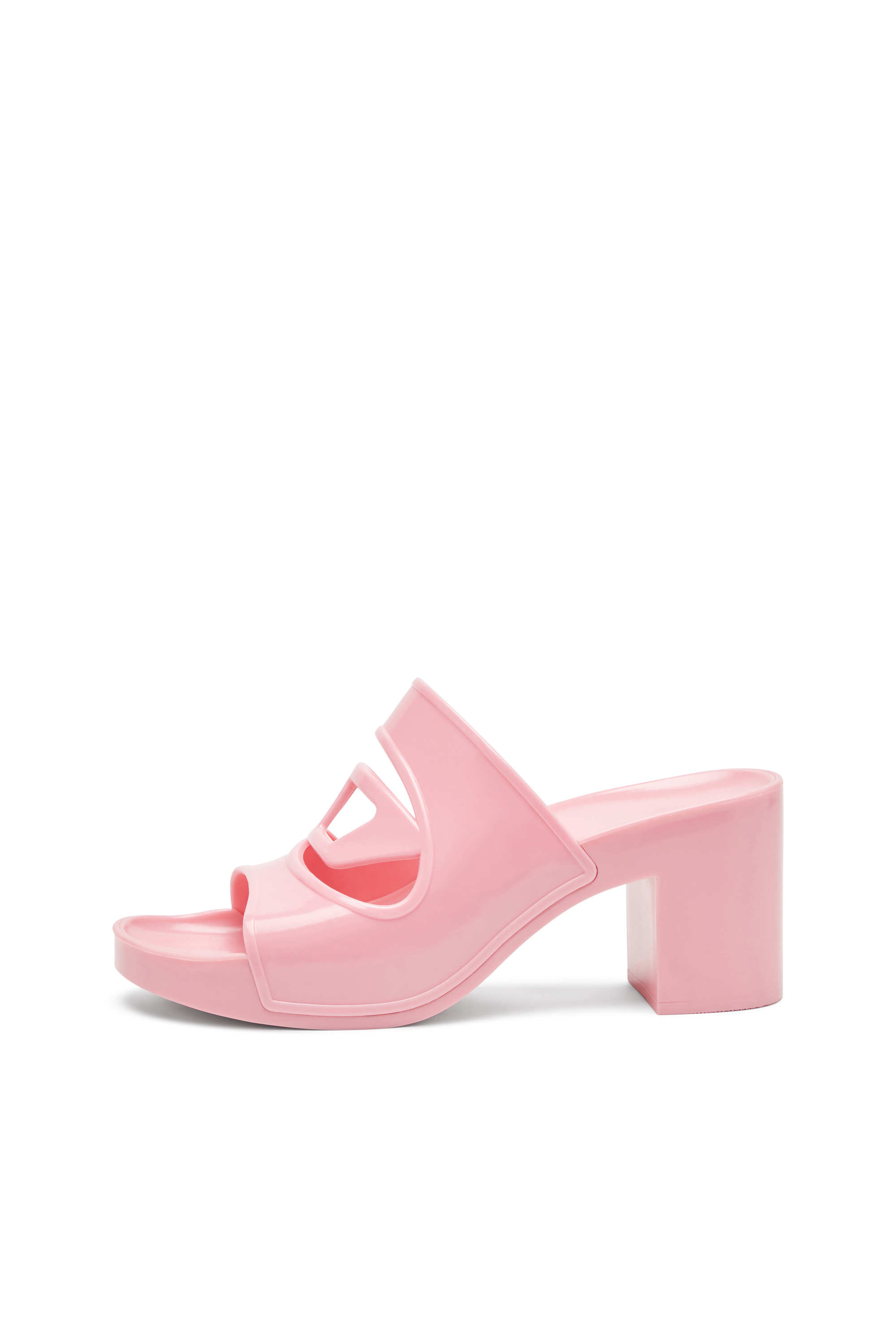 Diesel - SA-BONNIE, Sa-Bonnie-Slides en caoutchouc à talons avec logo ajouré Femme in Rose - 2