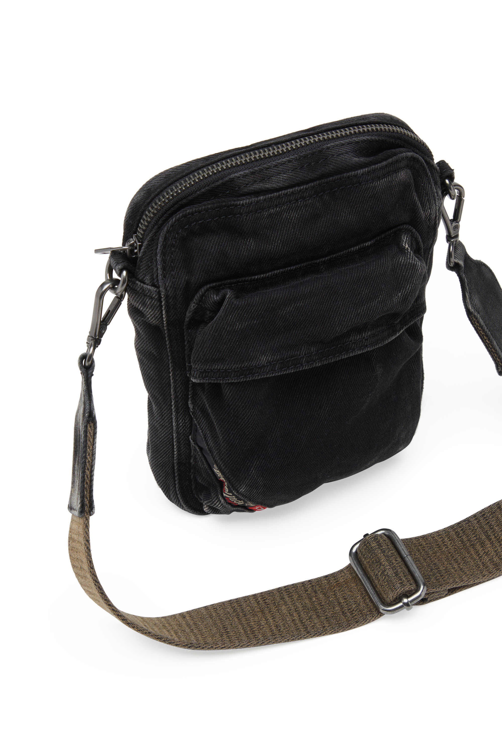 Diesel - MULTI-PKTS CROSSBODY X, Male's Multi-Pkts-Crossbody bag in washed denim in Black - 3
