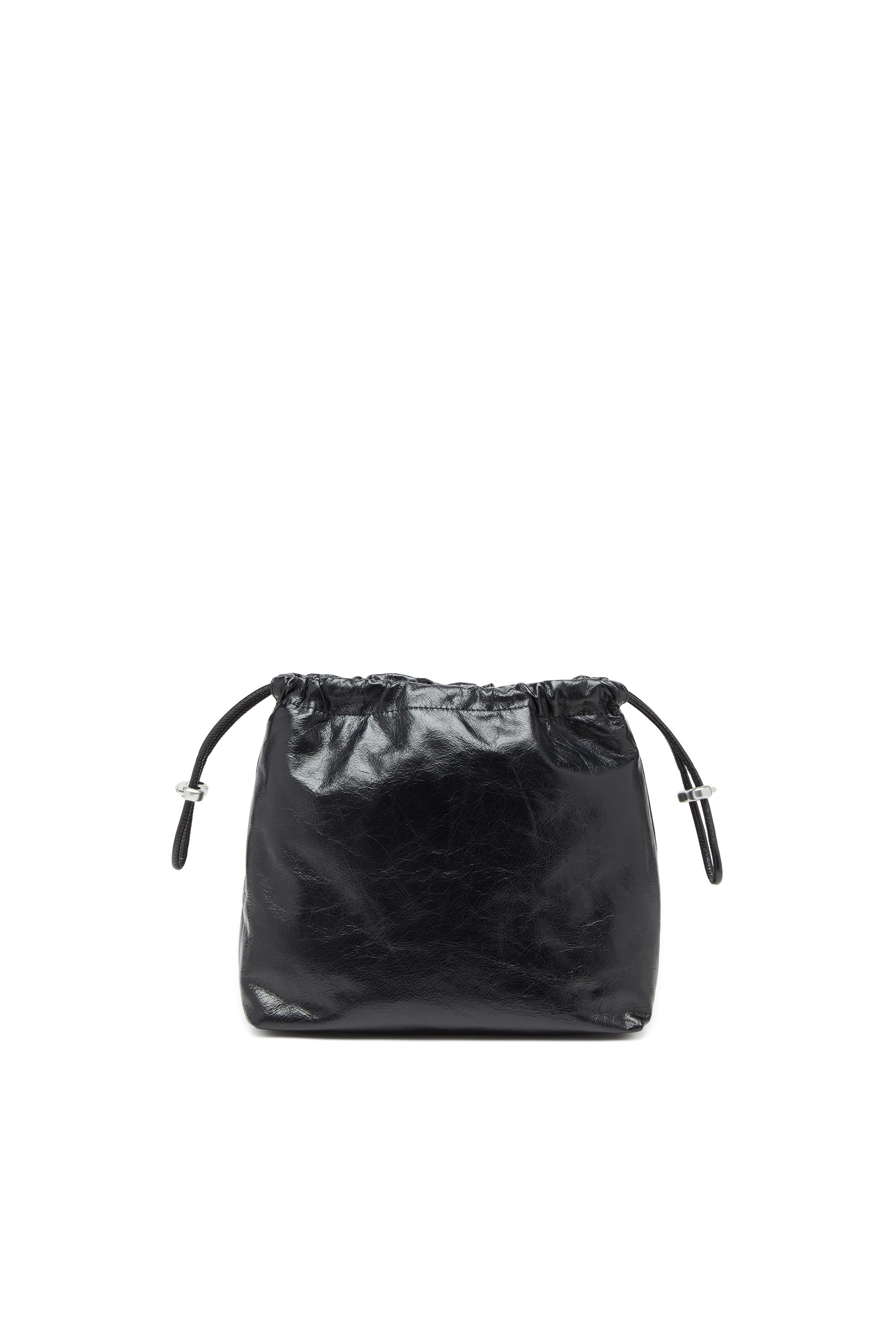 Diesel - SCRUNCH-D BUCKET, Female's Scrunch-D-Bucket bag in shiny wrinkled leather in Black - 2