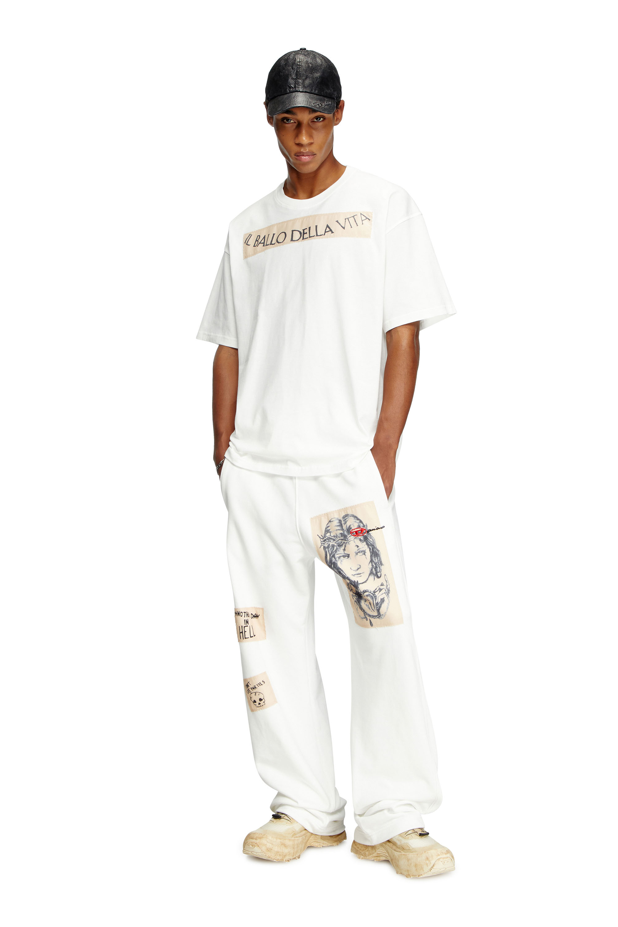 Diesel - T-BOXT-BALLO-DD, T-shirt avec empiècements tatouage Mixte in Blanc - 2