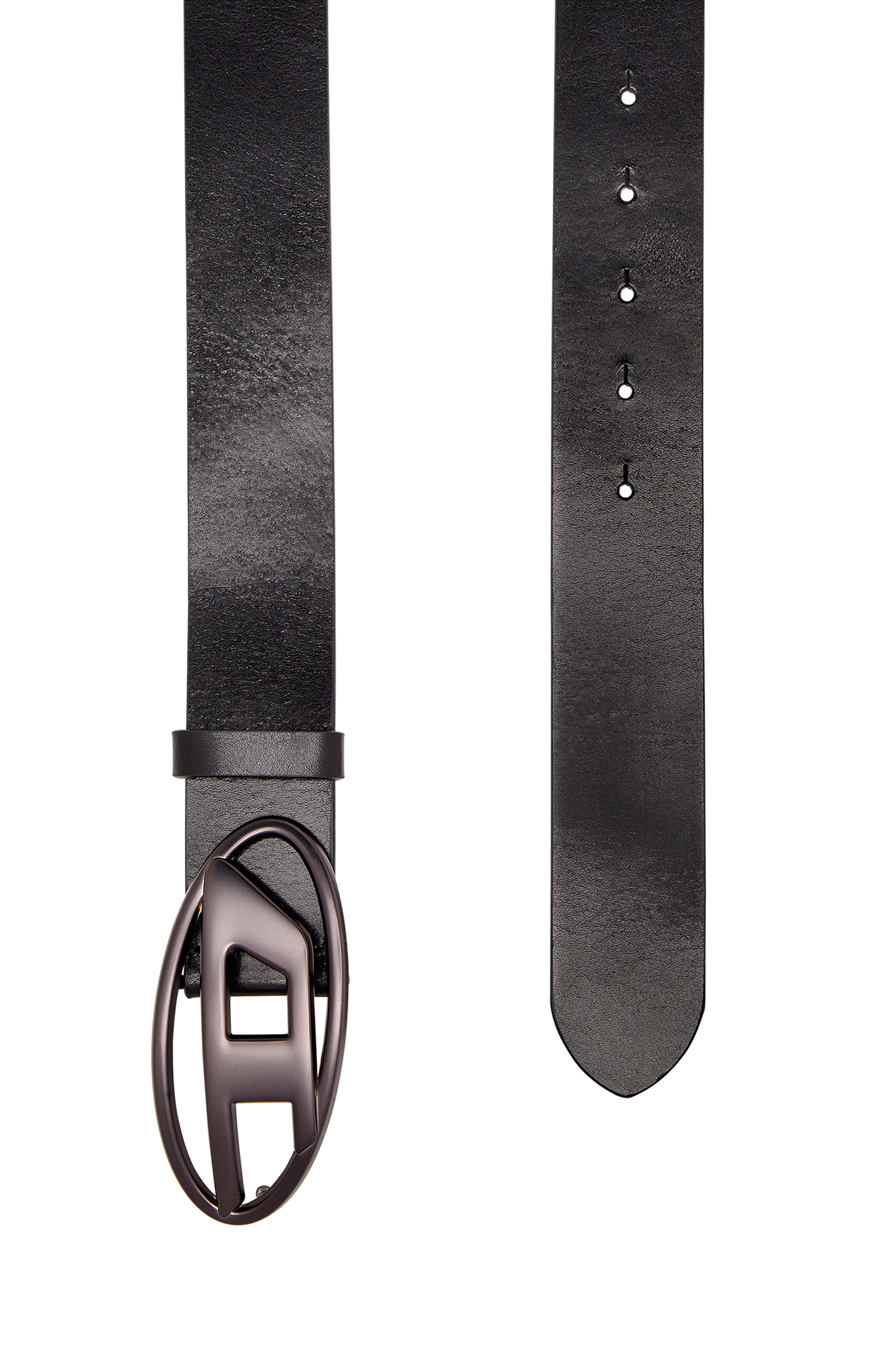 Diesel - B-1DR, Ceinture 3.9 cm en cuir avec boucle Oval D métallisée Mixte in Noir - 2