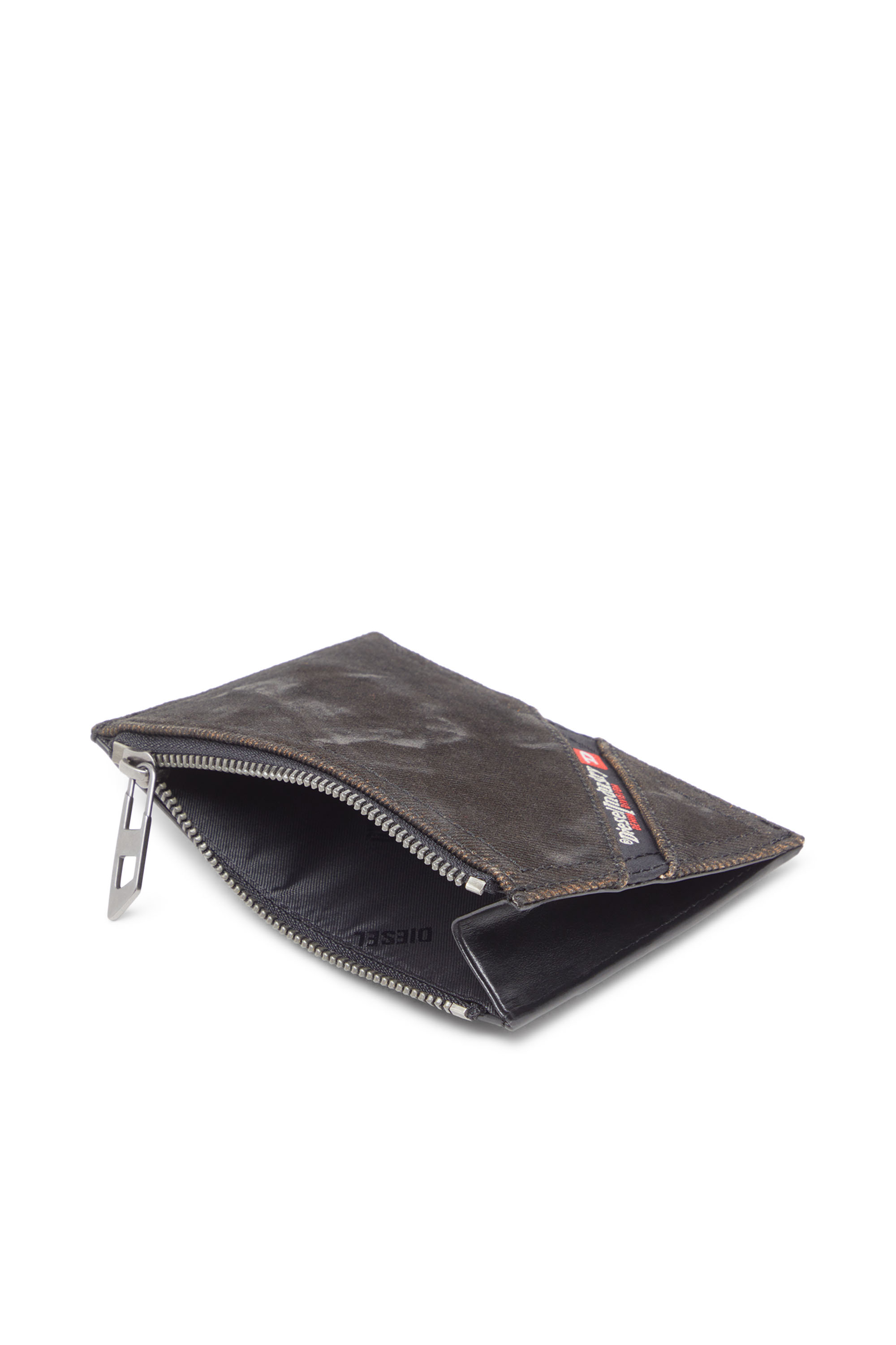 Diesel - MULTI-PKTS CARD HOLDER I, Male's Cad holder in coated flocked denim in Black - 3