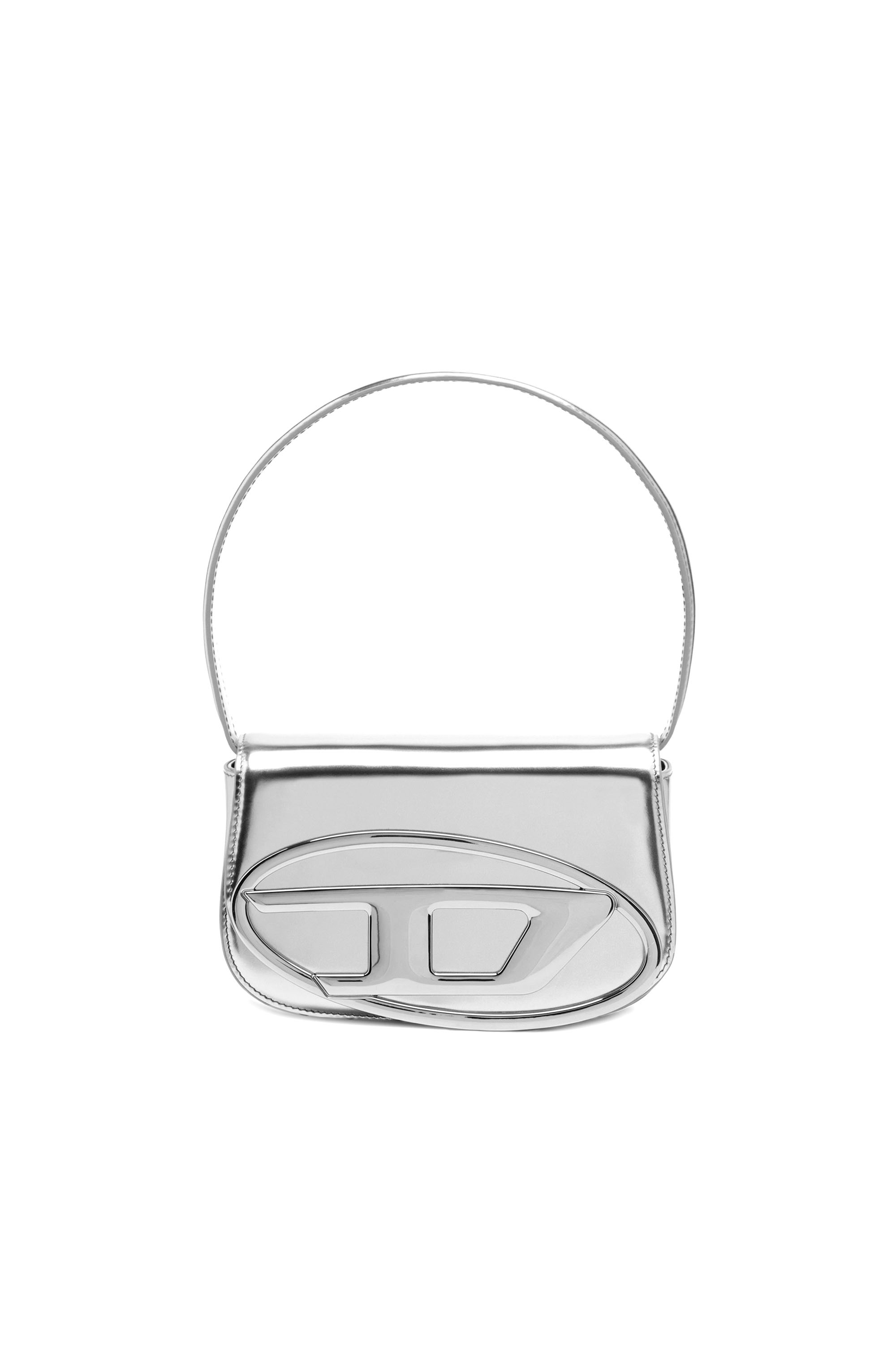 Diesel - 1DR, 1DR-Sac iconique à bandoulière en cuir effet miroir Femme in Gris argenté - 1