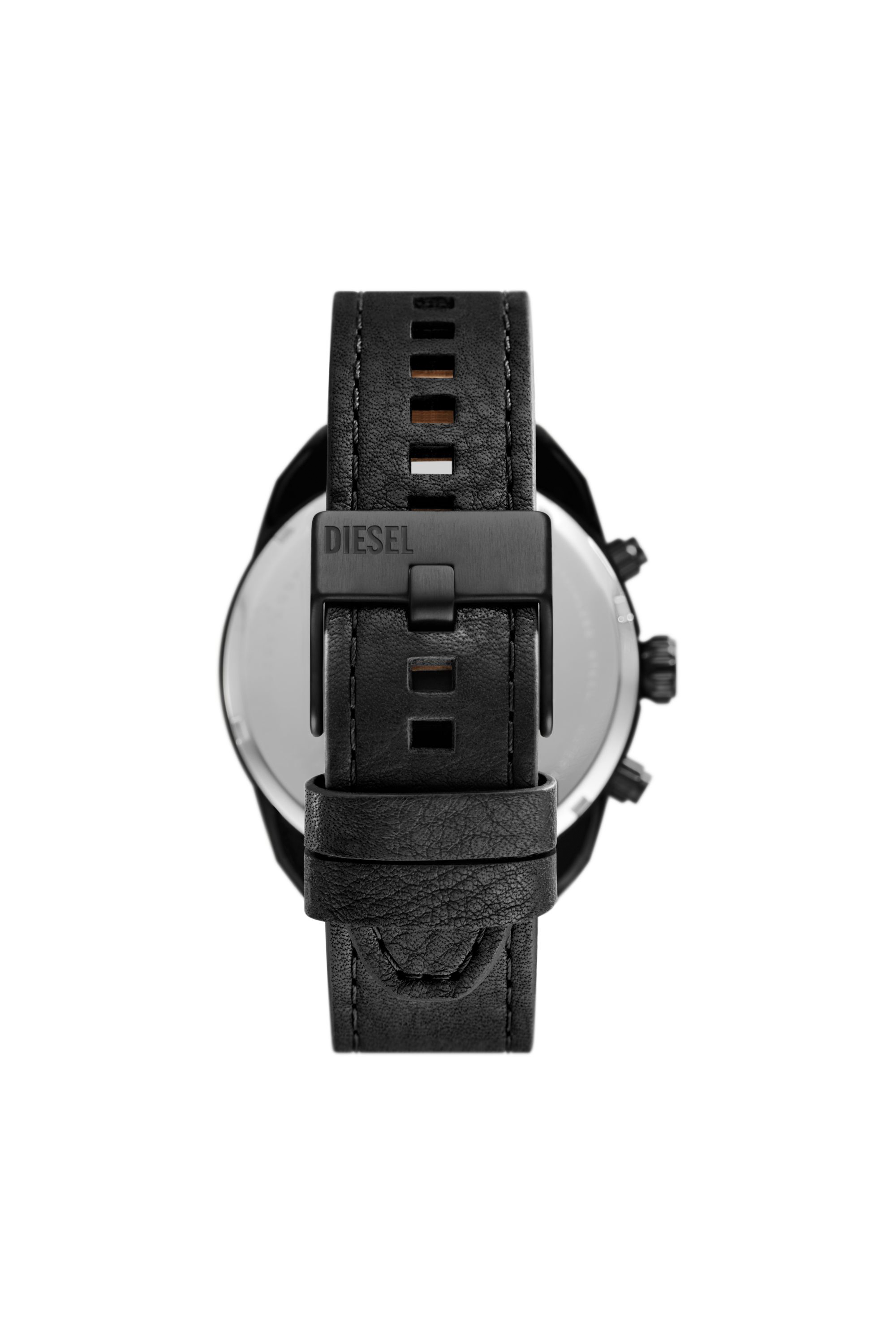 Diesel - DZ4667, Male's Spiked chronograph black leather watch in Black - 2