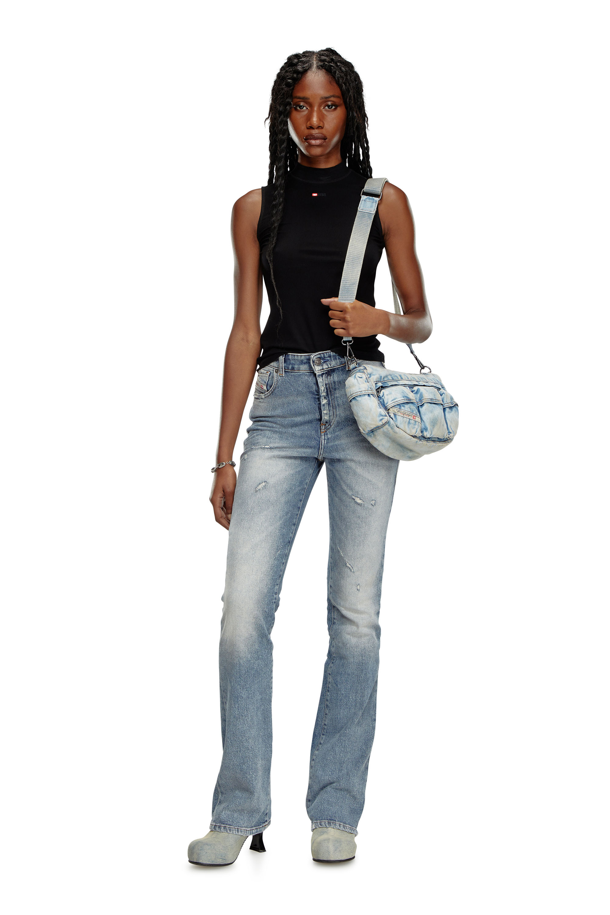 Diesel - T-MOKKY-SL-MICRODIV, Débardeur côtelé avec col montant Femme in Noir - 2