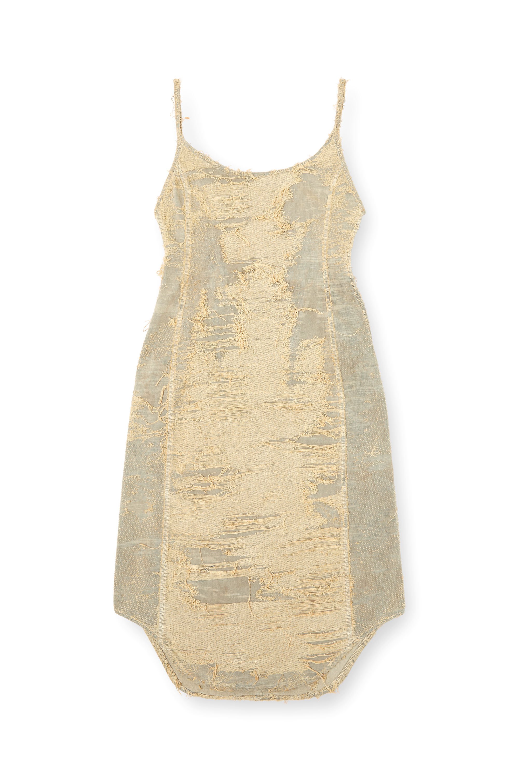Diesel - DE-VERA-FSG, Robe en denim surteint à fils flottants Femme in Beige - 3