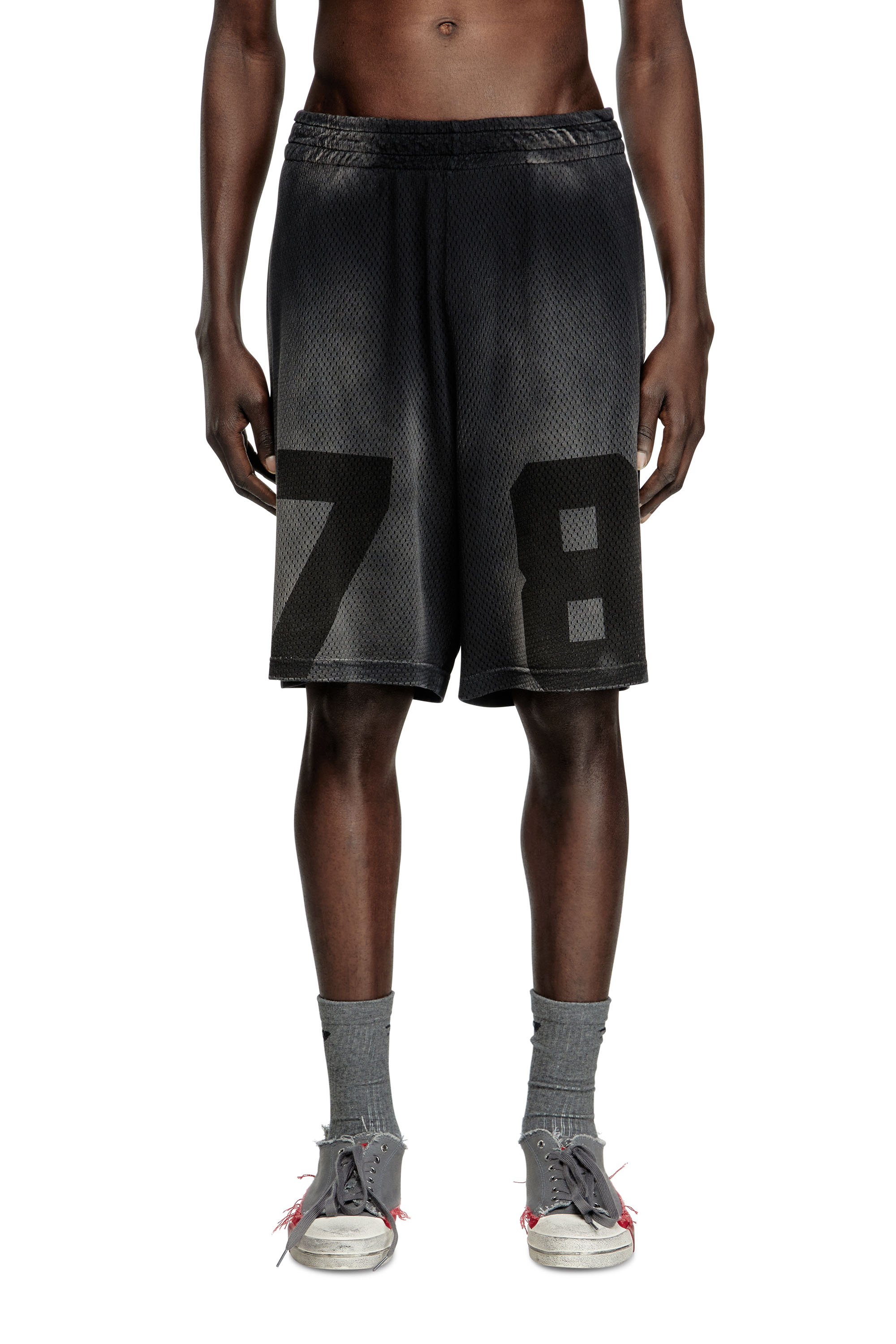 Diesel - P-TAIN-MESH, Male's Jersey and mesh shorts with faded effect in Black - 2