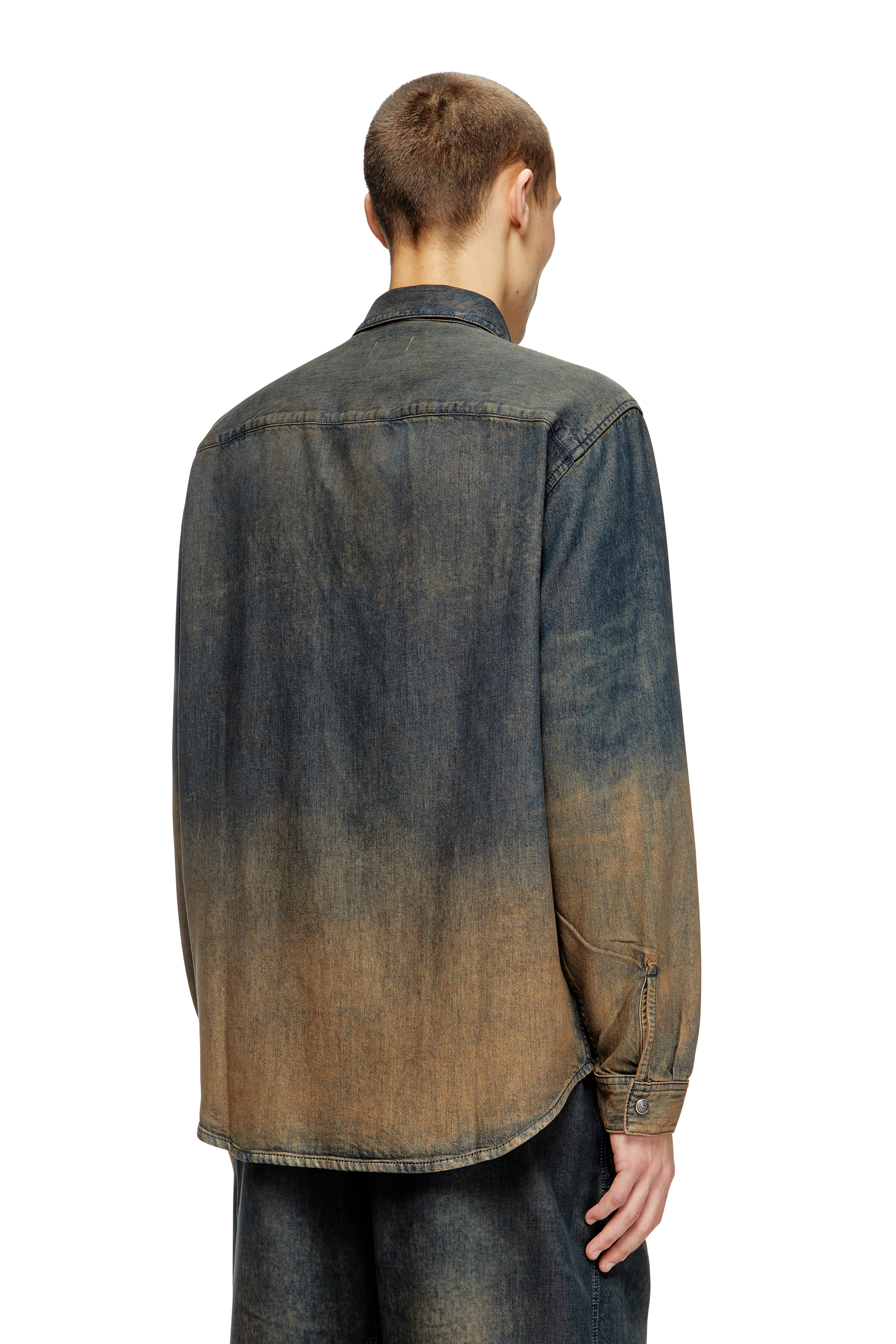 Diesel - D-SIMPLY-S8, Chemise en denim fluide nuancé Homme in Bleu - 3