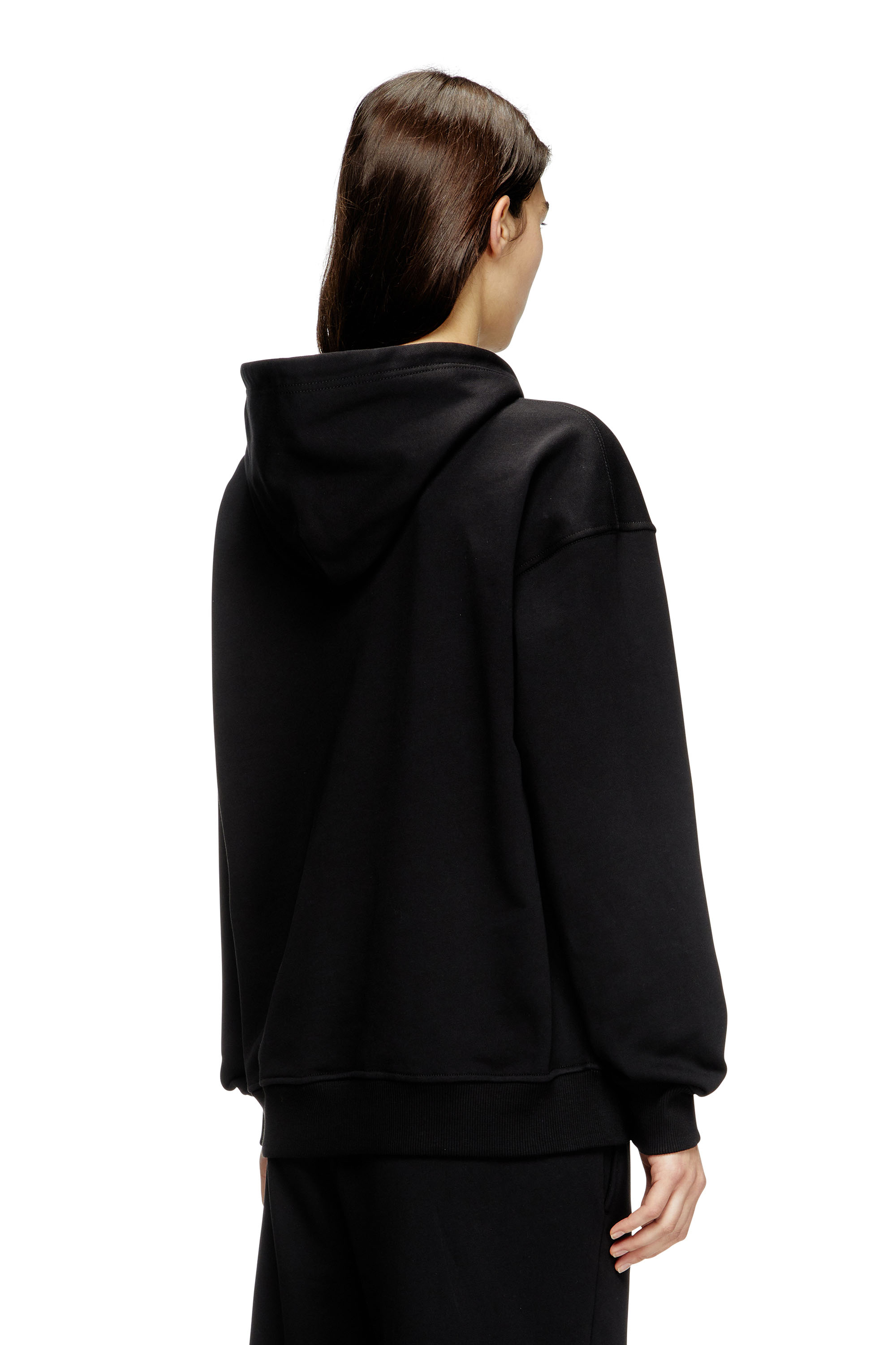 Diesel - F-BUXT-HOOD-OD, Sweat-shirt à capuche avec logo Oval D effet métal Femme in Noir - 3