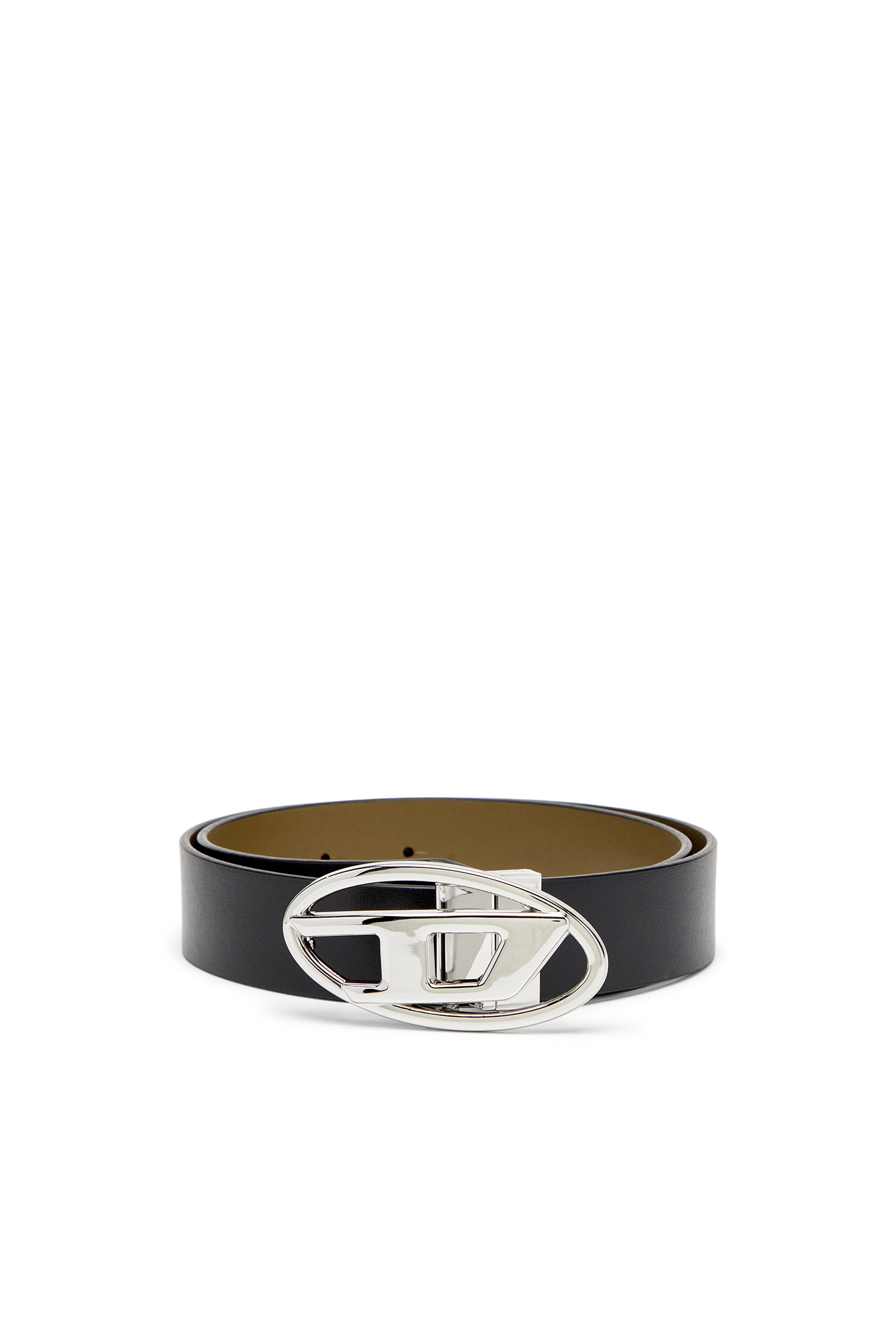 Diesel - B-1DR W REV II 30, Female's Reversible leather belt with Oval D buckle in Black/Green - 1