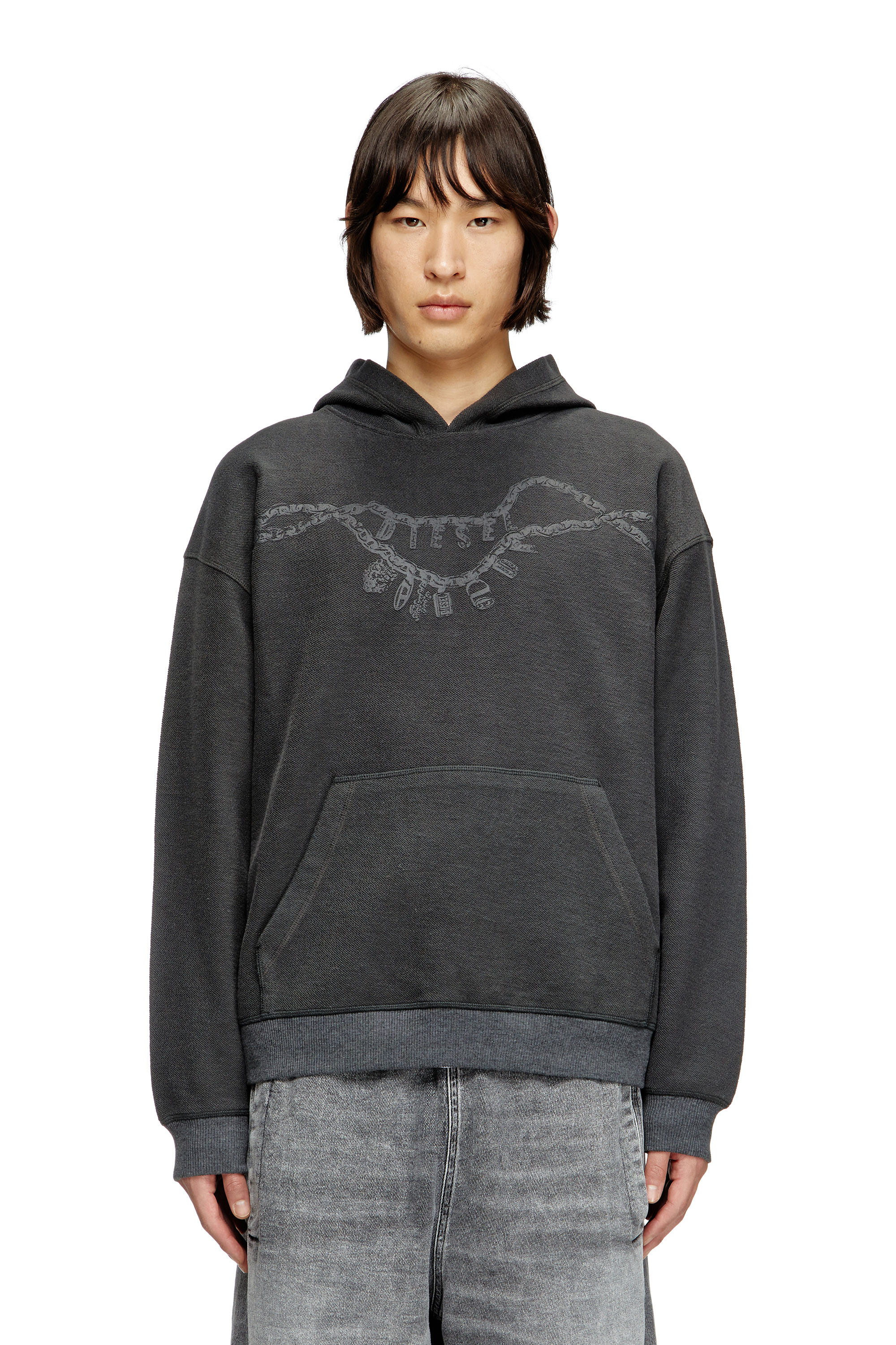 Diesel - S-BOXT-HOOD-HOSHI, Sweat-shirt à capuche avec imprimé collier à breloques Mixte in Gris - 2