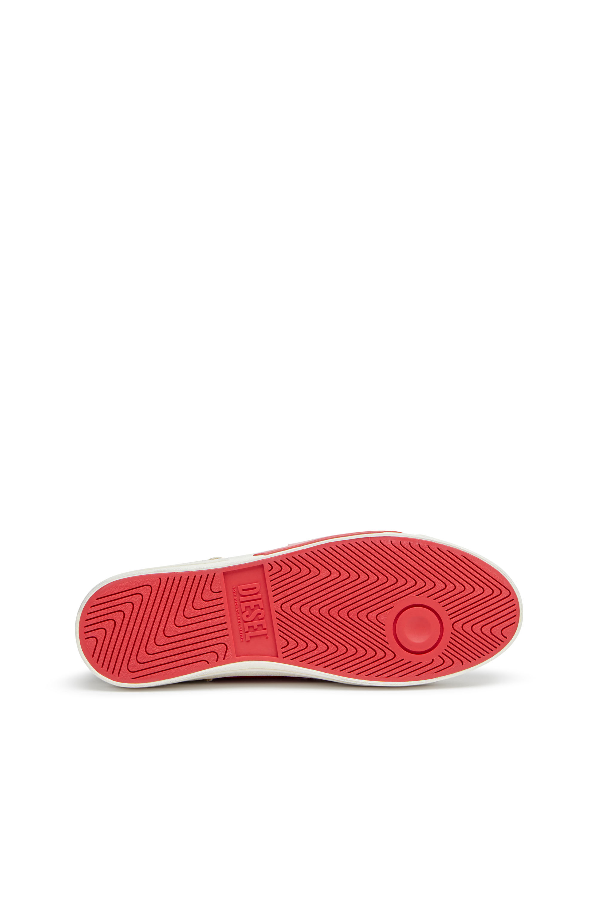 Diesel - S-D-VERSE MID, Male's S-D-Verse-Dirty-effect high-top canvas sneakers in Grey/Red - 4