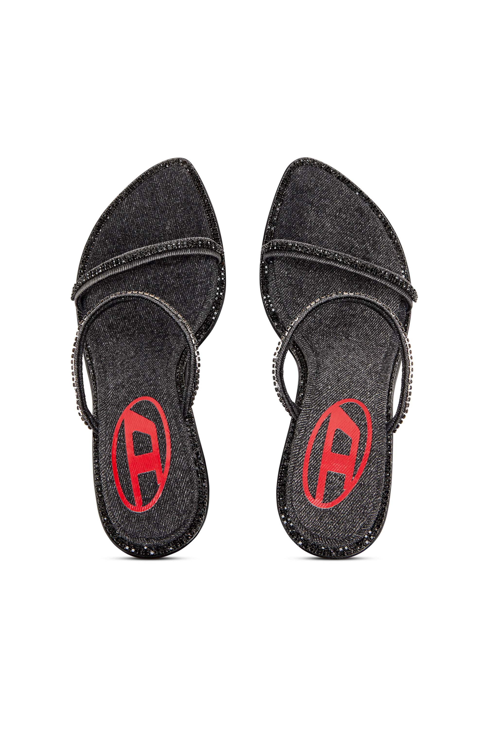 Diesel - D-HAVANNA SDL, D-Havanna-Mules à talons en denim avec cristaux Femme in Noir - 4