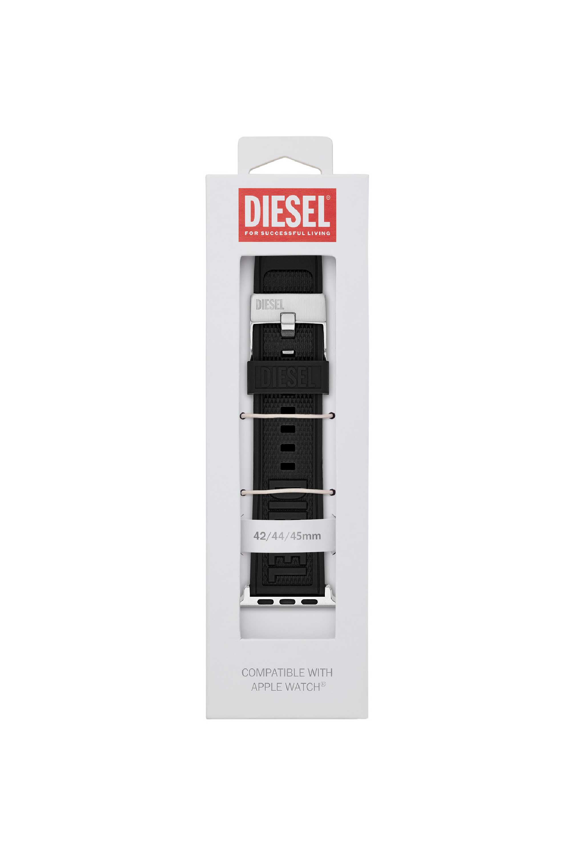 Diesel - DSS0014, Unisex's Black silicone Band for Apple watch®, 42/44/45mm in Black - 2
