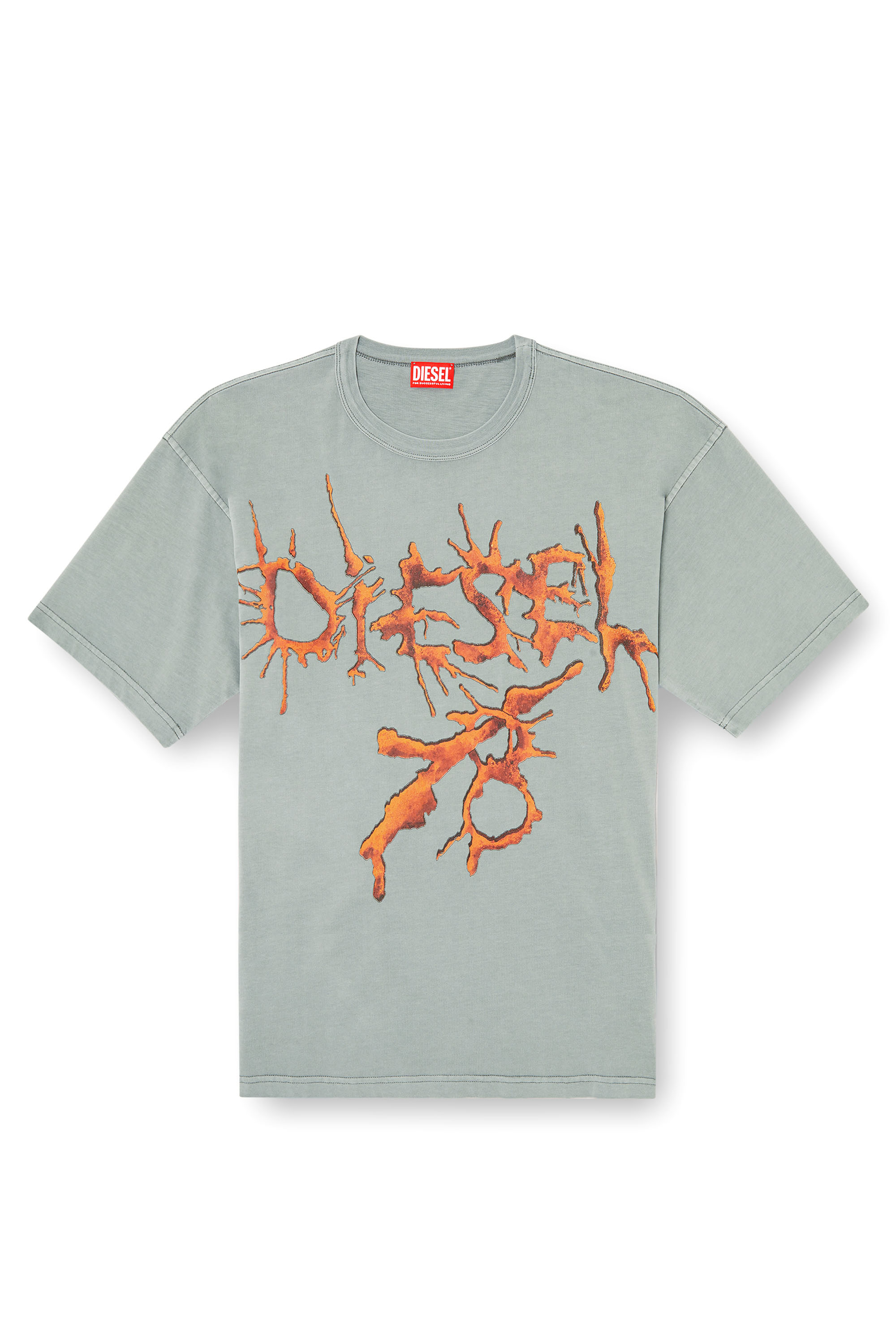 Diesel - T-BOXT-R28, Male's T-shirt with tattoo graphics in Grey - 3
